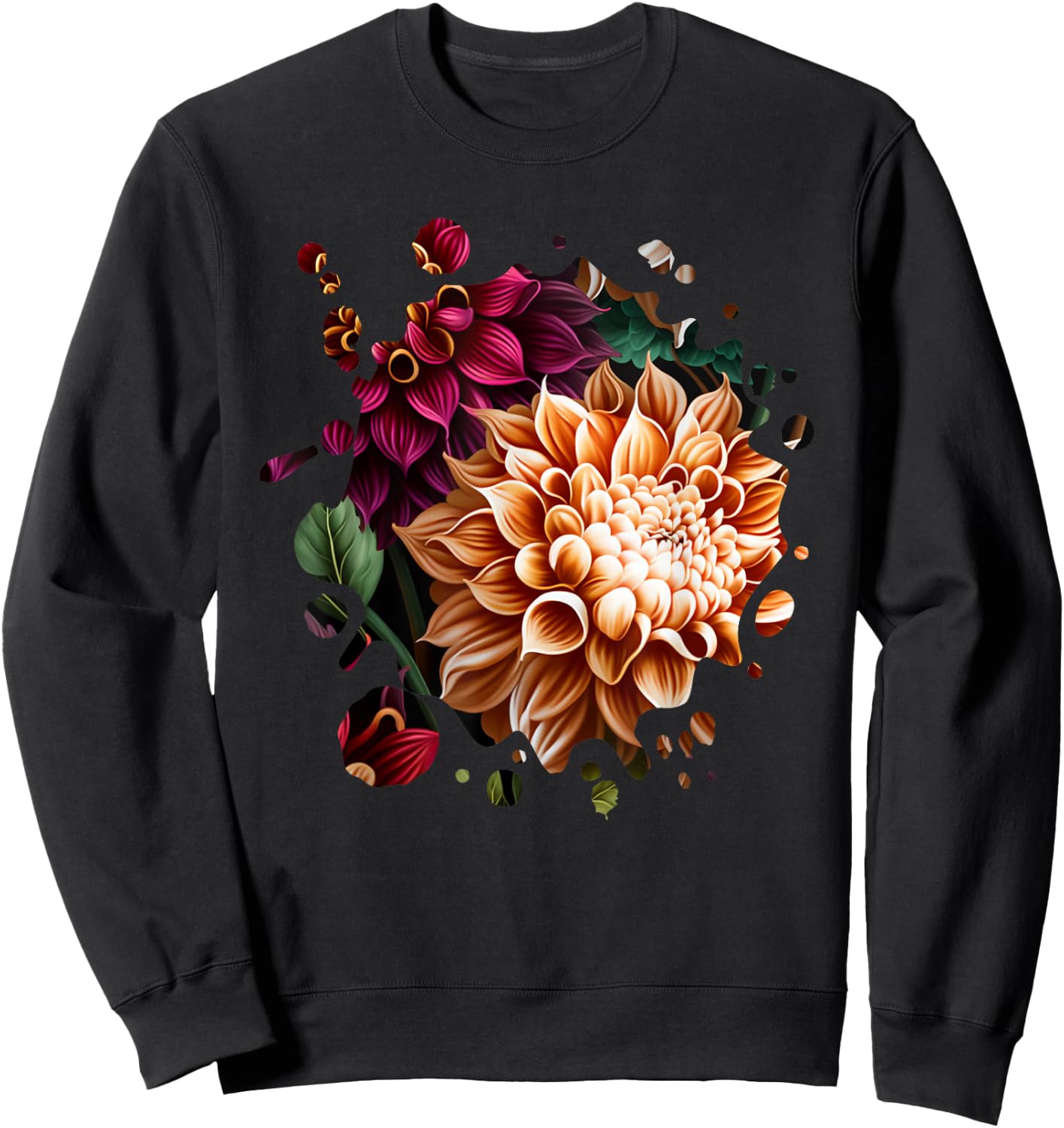 Vintage Dahlia Inspired Flower Plant Lover Funny gardening Sweatshirt - Sweatshirt | Black