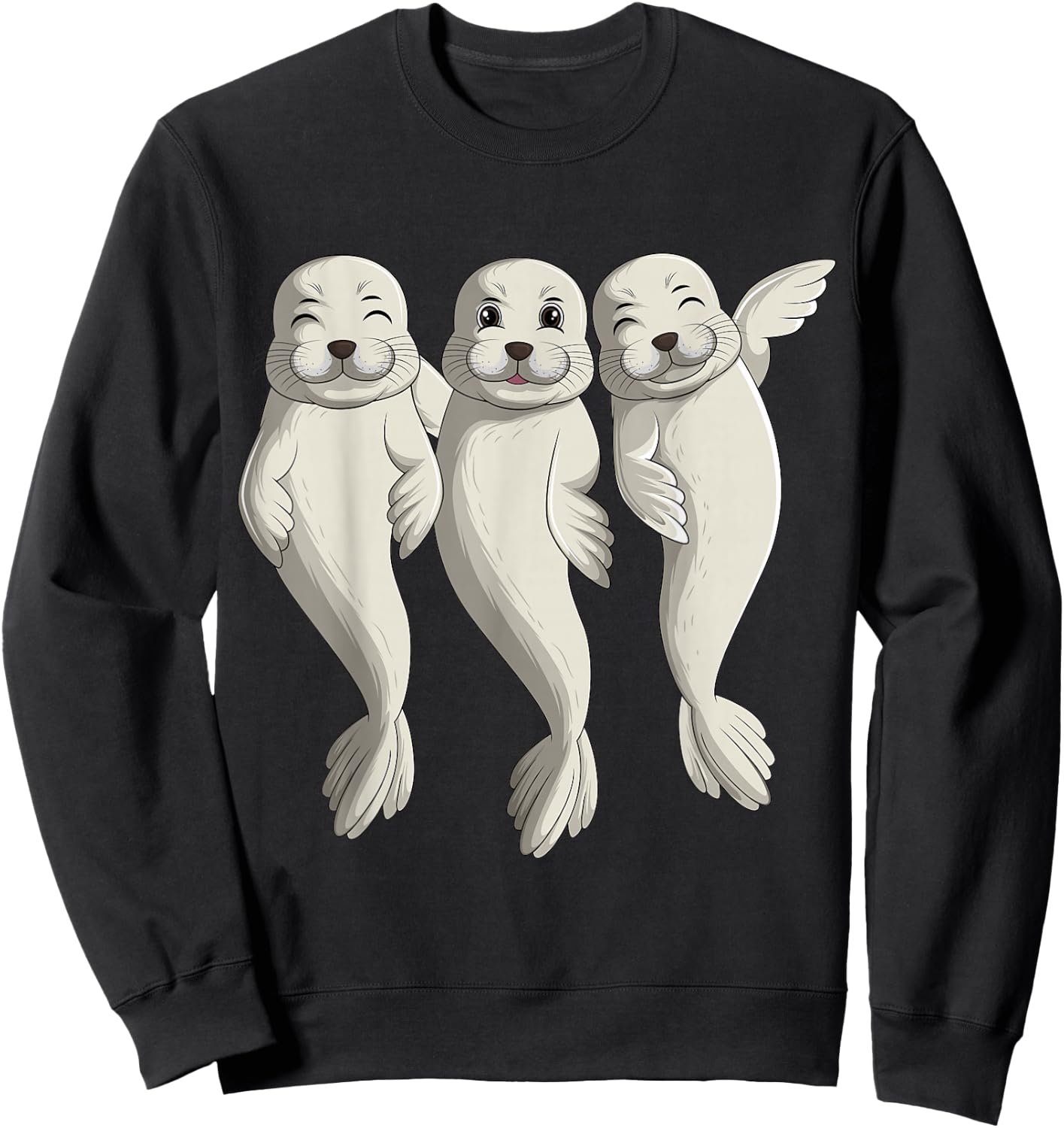 Seal Lover Sea Lion Seals Women Kids Girls Boys Sweatshirt - Sweatshirt | Black