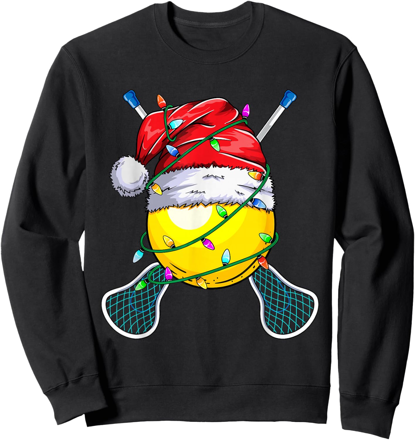 Santa Sports Design- Christmas Lacrosse Player Sweatshirt - Sweatshirt | Black