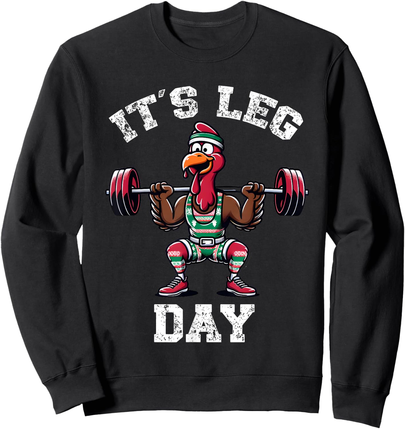 Funny Deadlifting Turkey Thanksgiving Leg Day Deadlift Sweatshirt - Sweatshirt | Black