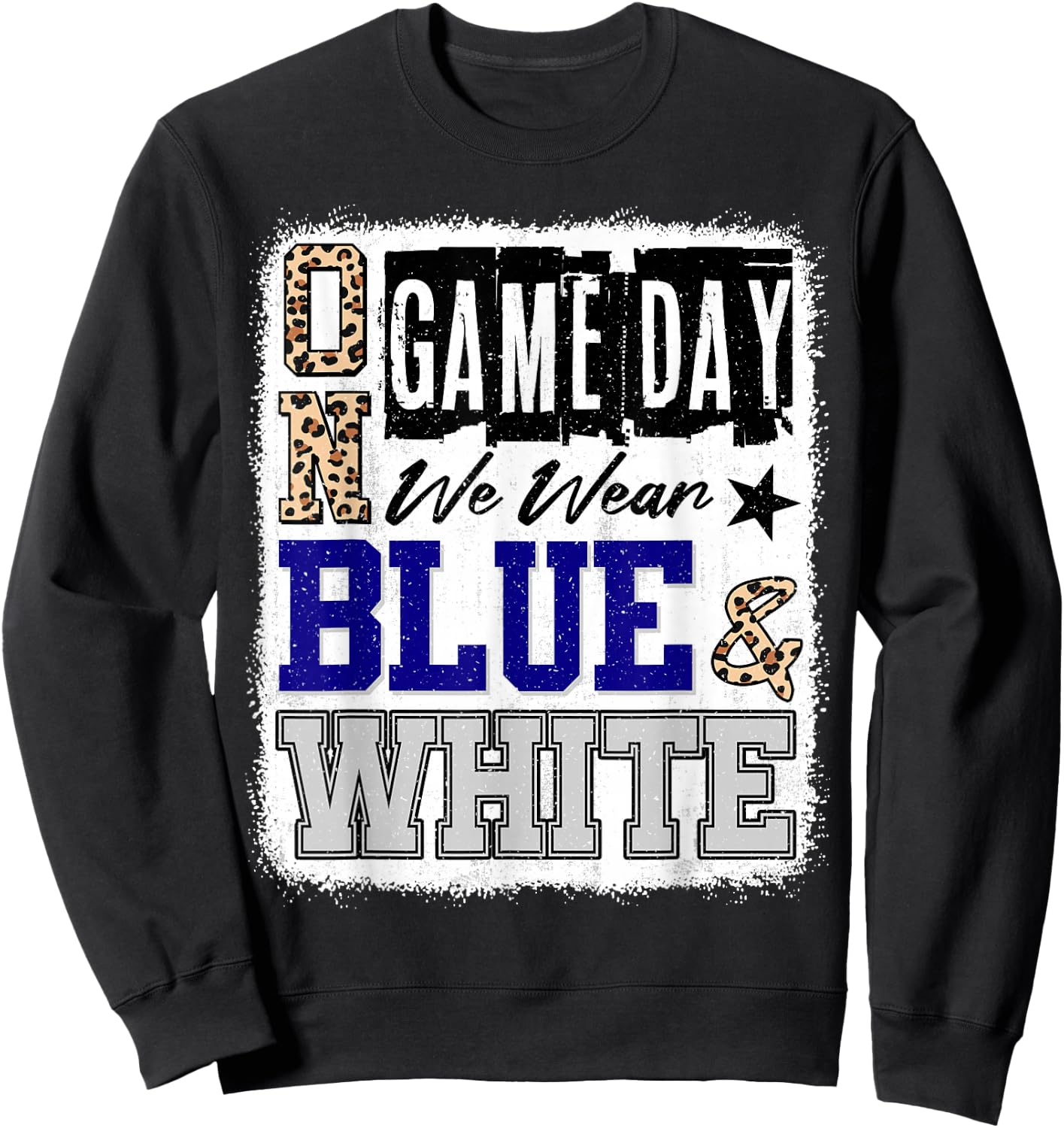 On Gameday Football We Wear Blue And White School Spirit Sweatshirt - Sweatshirt | Black
