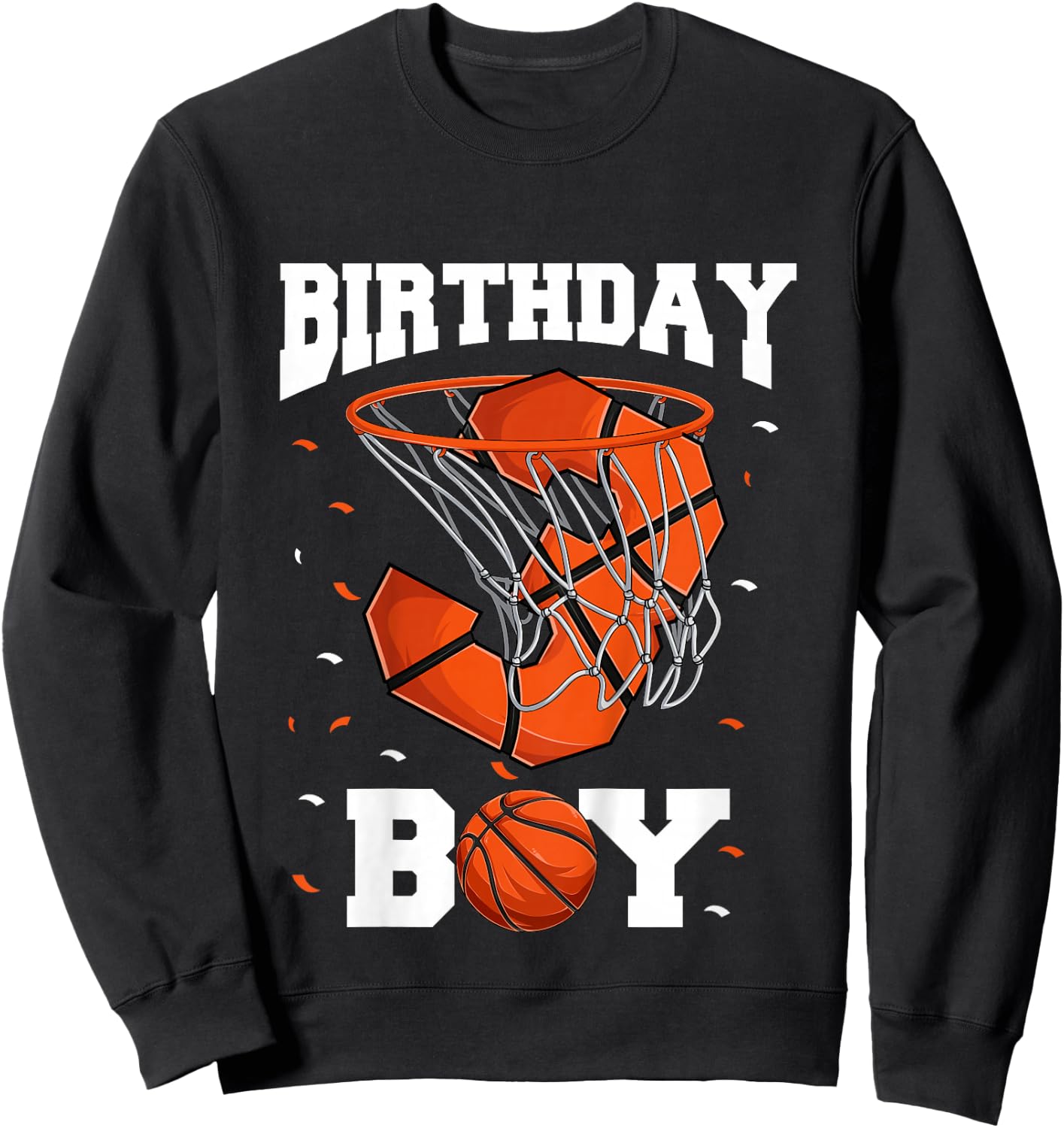 Kids 3rd Birthday Basketball Shirt Kids, Boys 3 Year Old Sweatshirt - Sweatshirt | Black