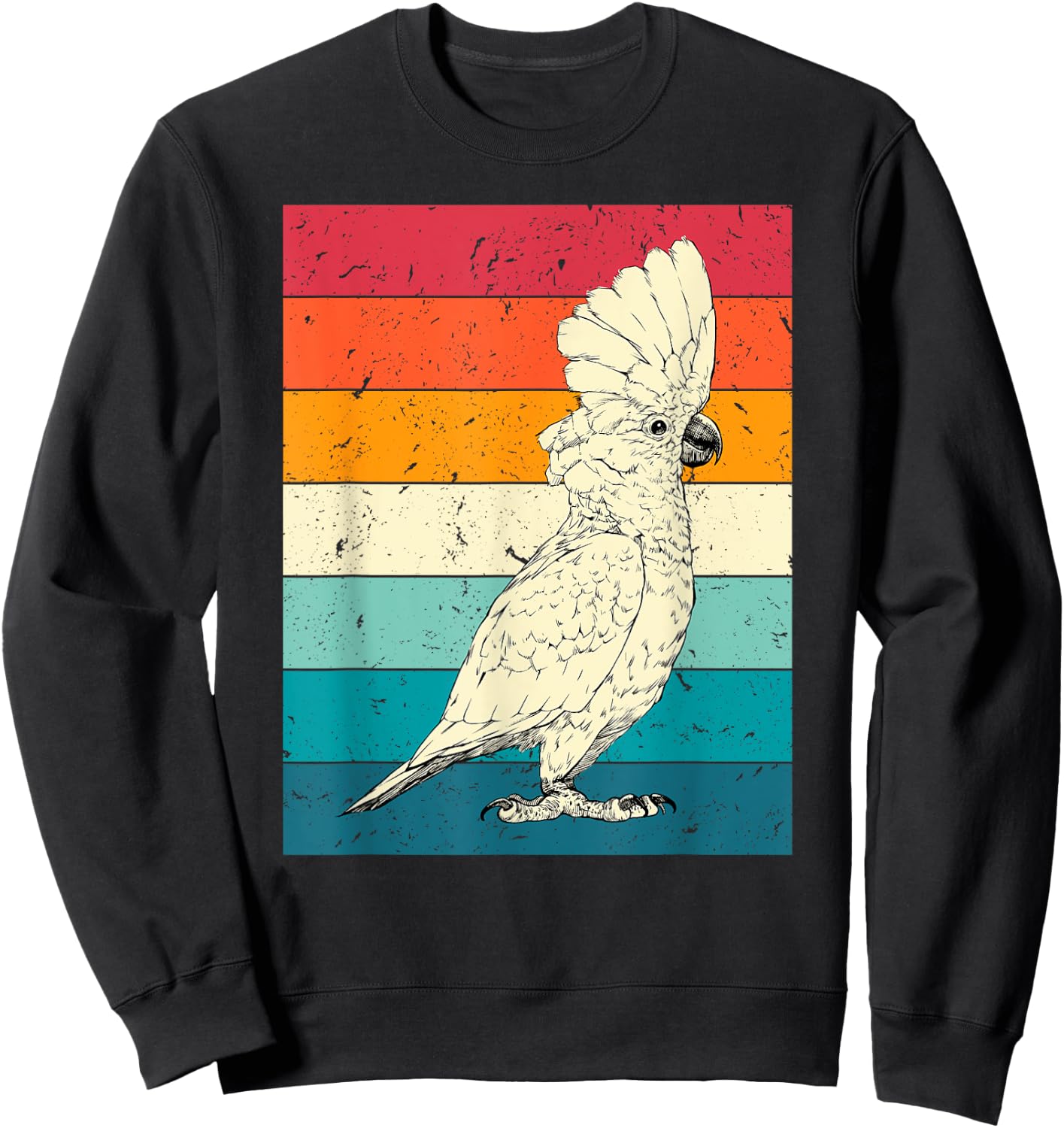 Retro Vintage Umbrella Cockatoo Sunglasses Parrot Bird Sweatshirt - Sweatshirt | Black