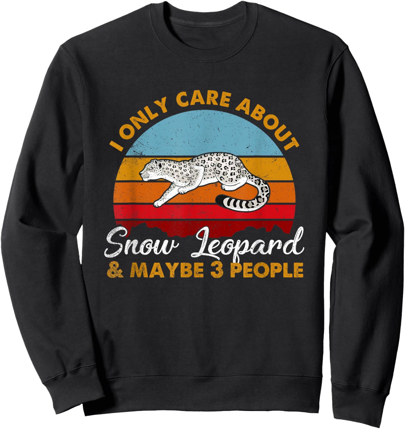 Retro Style Sunset Snow Leopard Sweatshirt - Sweatshirt | Black