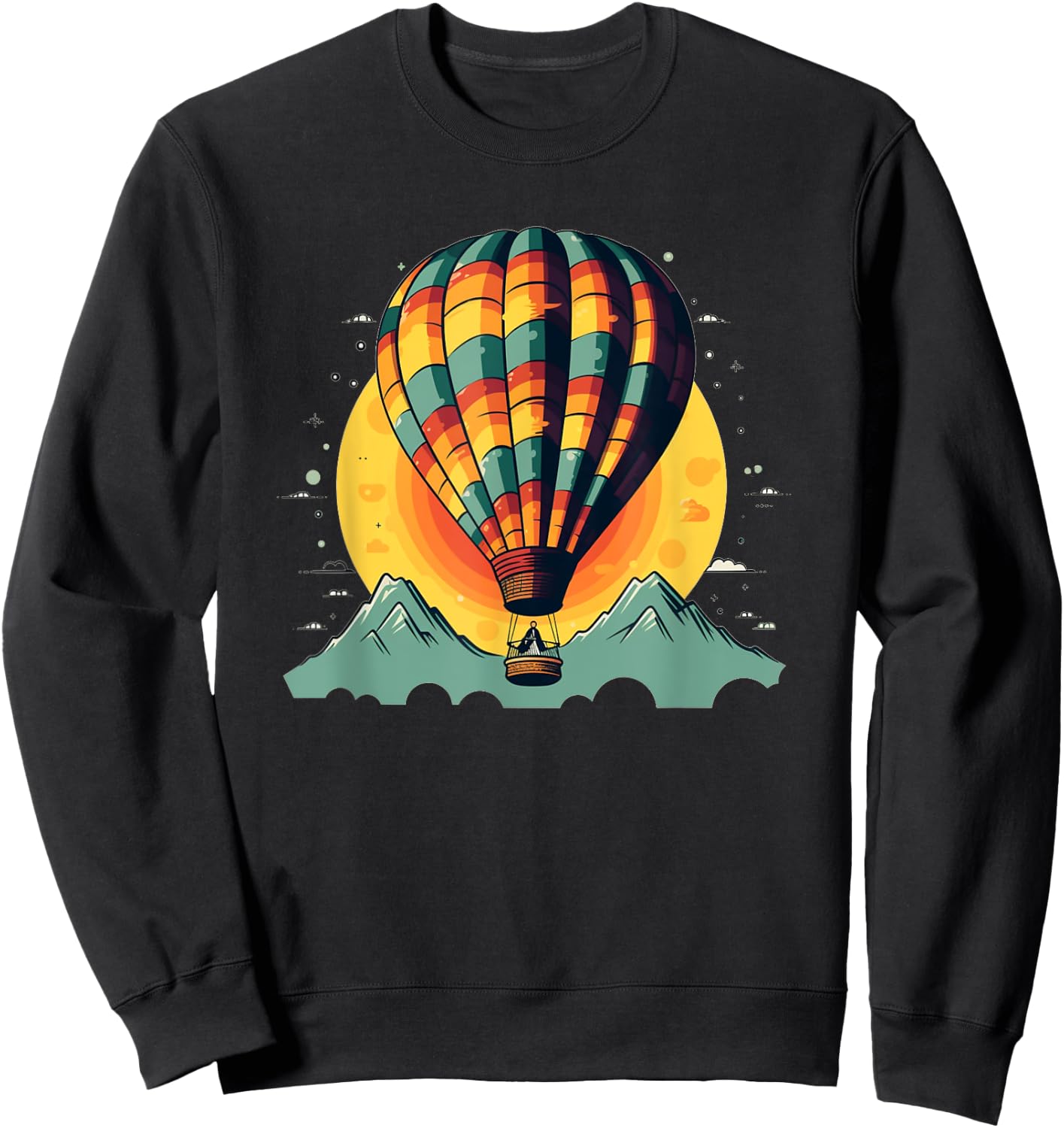 Cool hot Air Balloon with Mountains Sweatshirt - Sweatshirt | Black