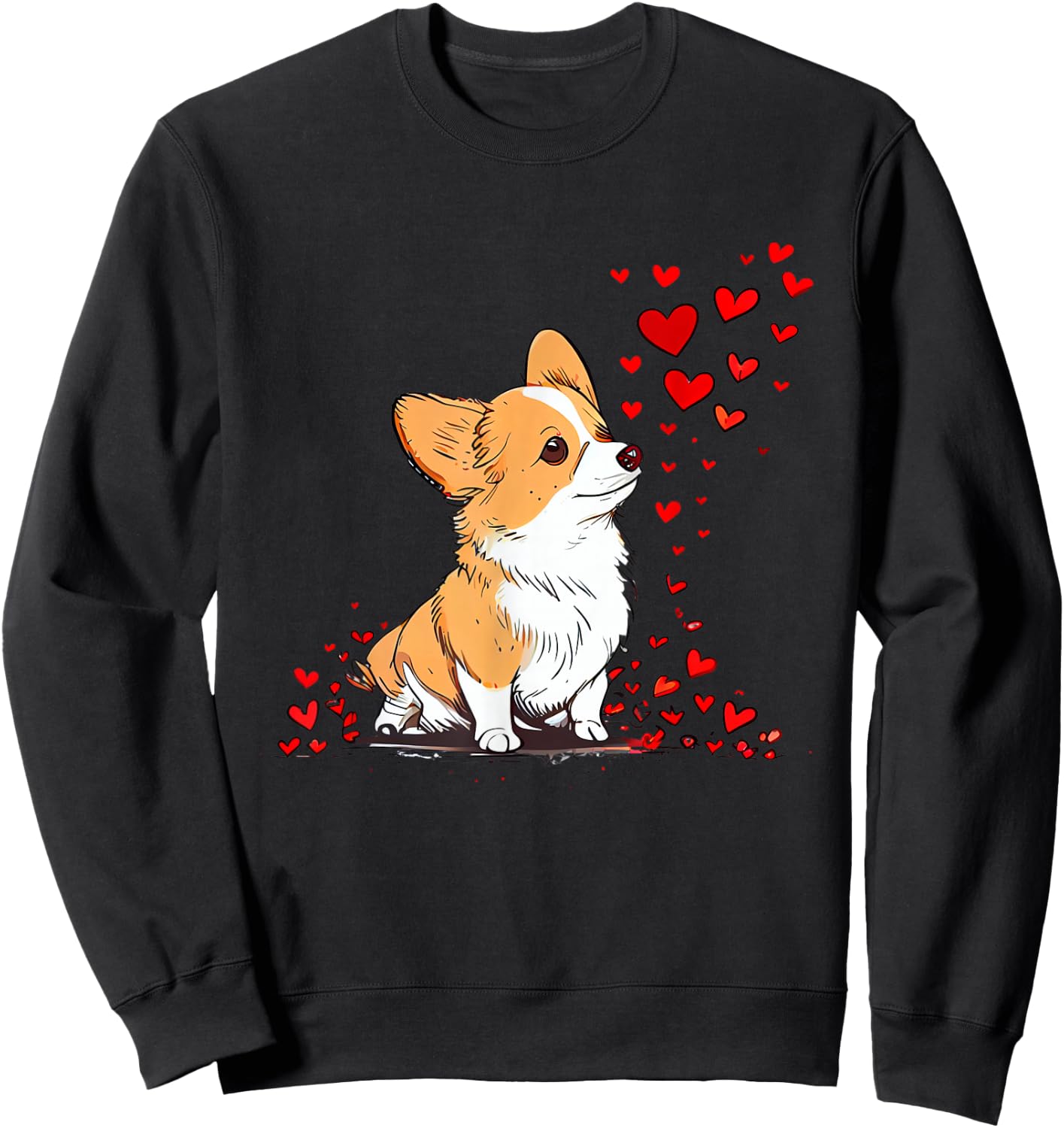 Dog Valentine Cute Corgi Valentine's Day Sweatshirt - Sweatshirt | Black