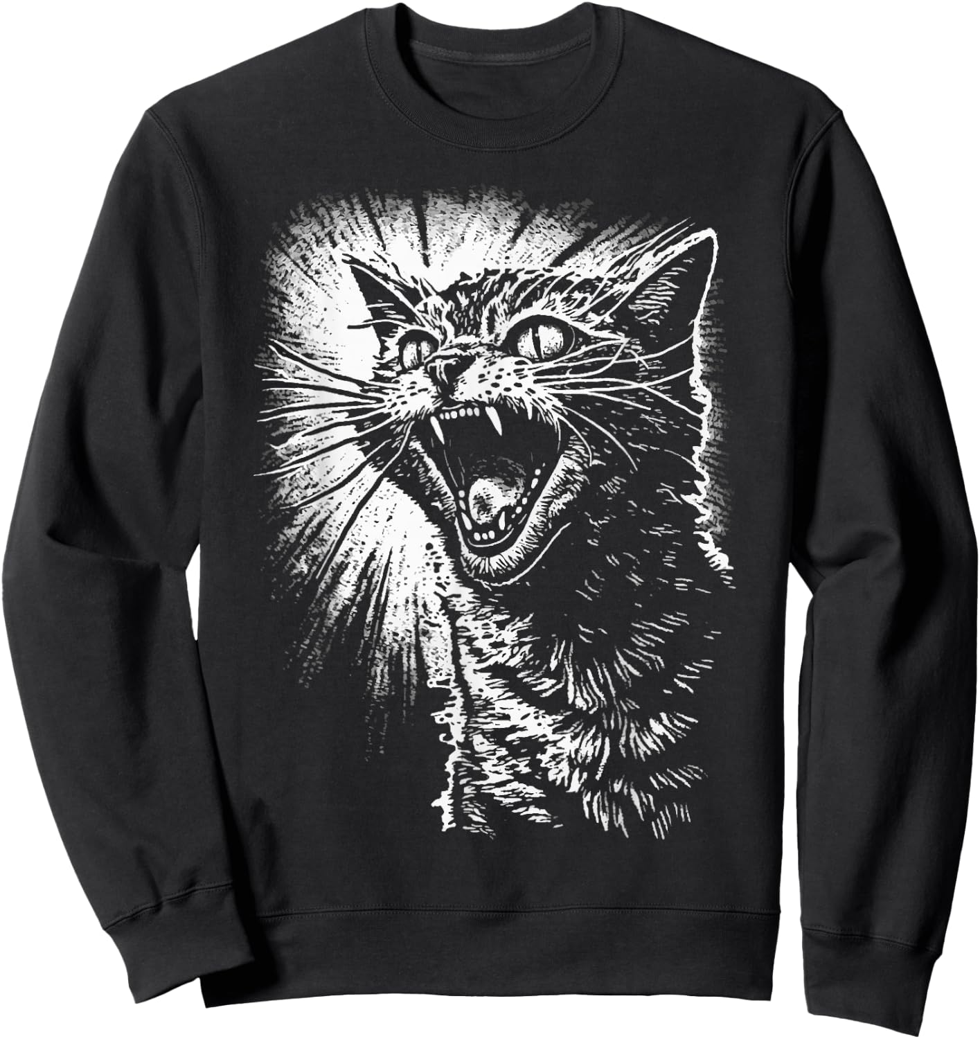 Angry Aggressive Hissing Cat Ready to Attack Sweatshirt - Sweatshirt | Black