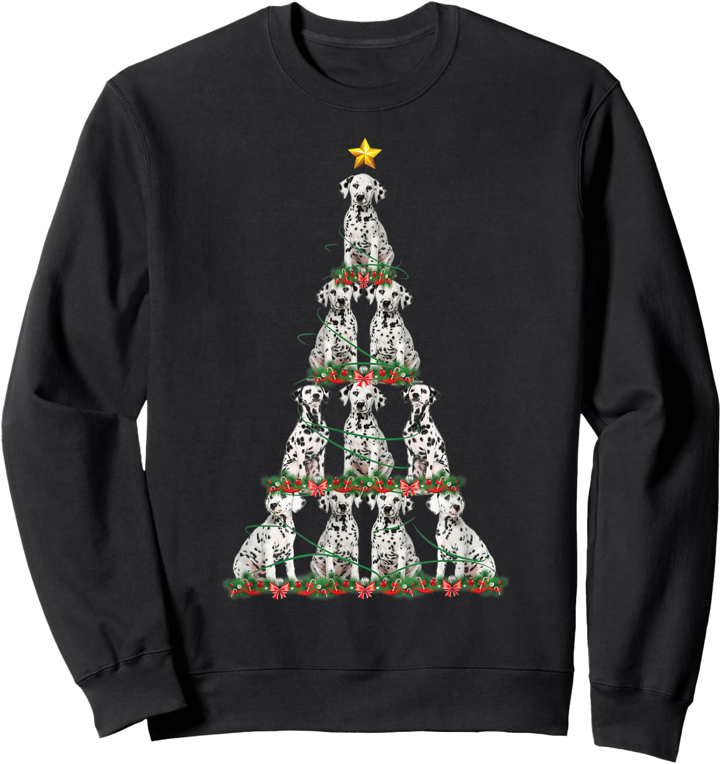 Merry Christmas Dalmatian Dog Christmas Tree Sweatshirt - Sweatshirt | Black