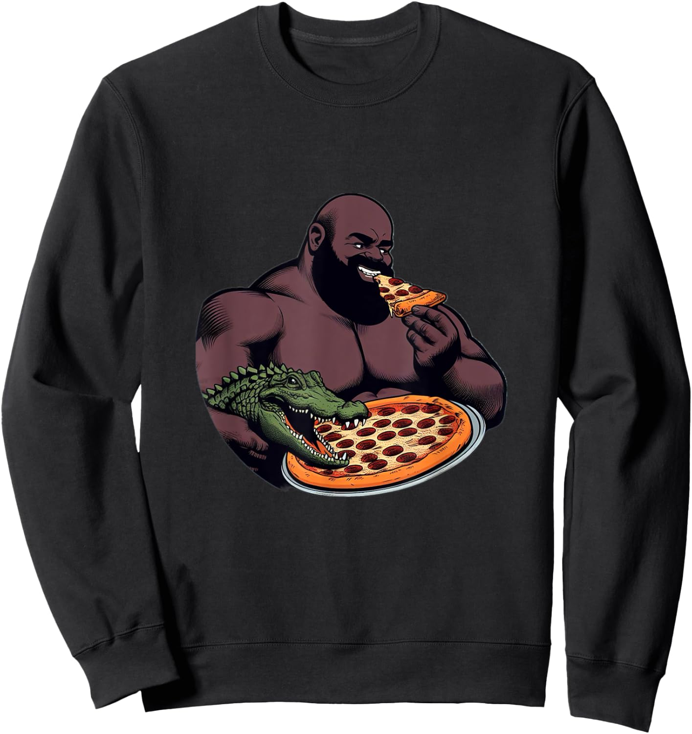 Gumbo Slice & Croc Buddy Pizzagator Epic Pizza Time Funny Sweatshirt - Sweatshirt | Black