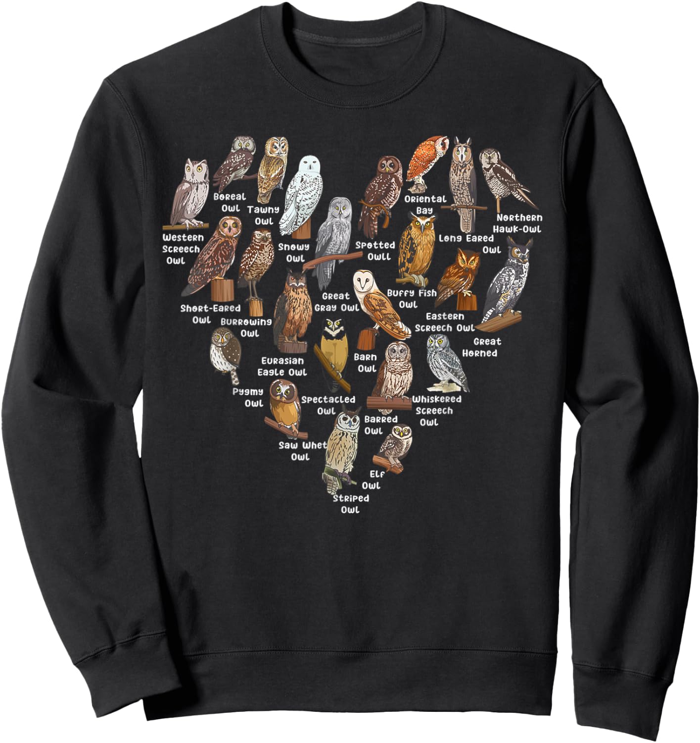 Love Owls Heart Sweatshirt - Sweatshirt | Black