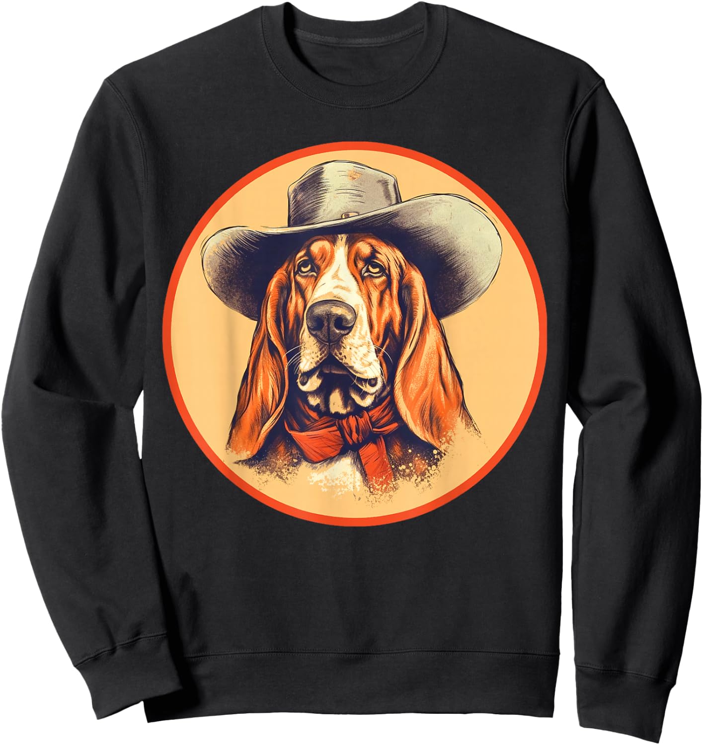 Vintage Basset Hound Cowboy Cute Western Country Music Sweatshirt - Sweatshirt | Black