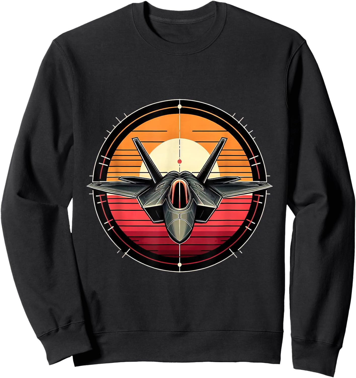 F-22 Raptor Fighter Jet Silhouette Sunset Military Aviation Sweatshirt - Sweatshirt | Black