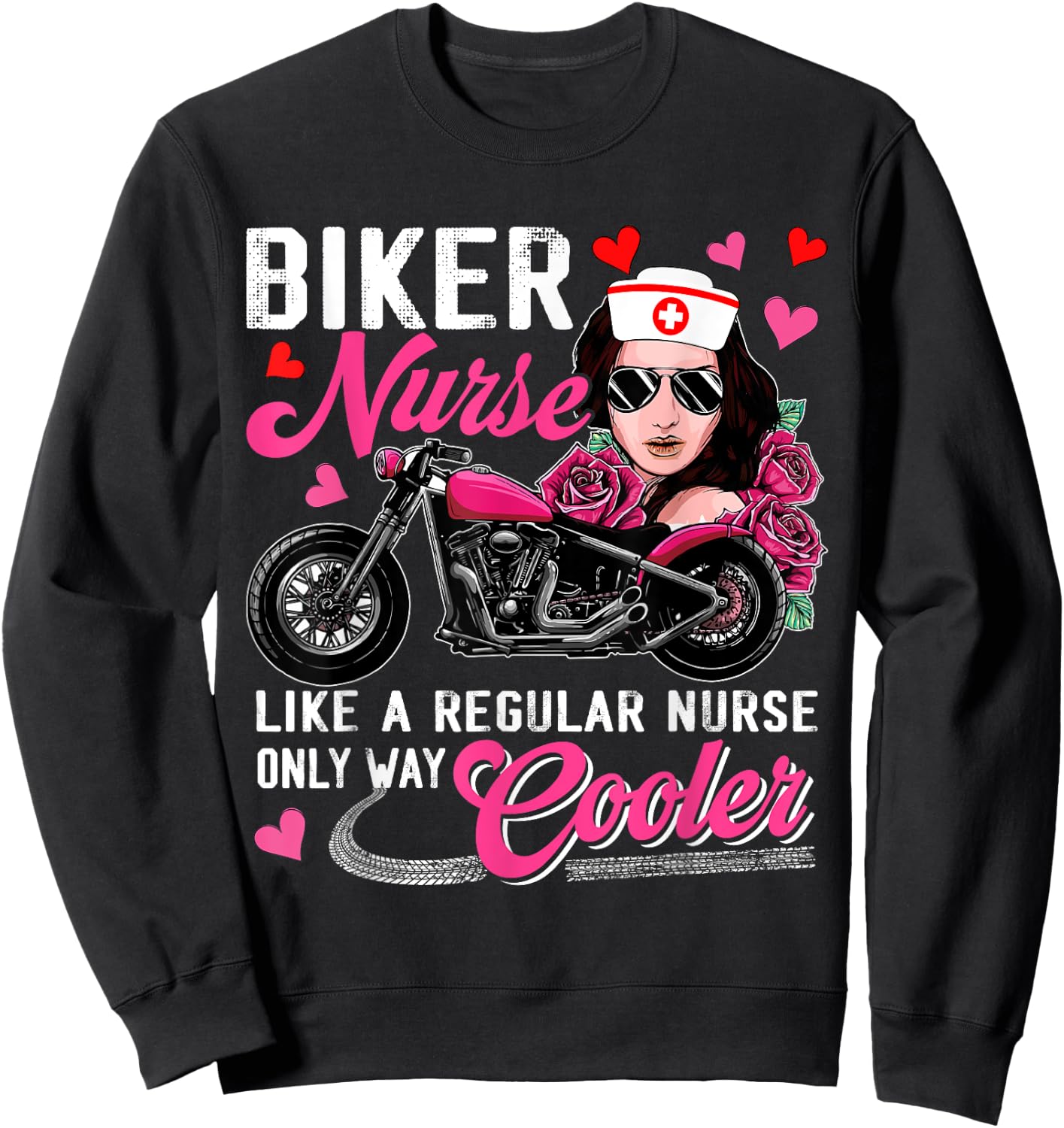 Biker Nurse Definition Only Cooler Motorcycle Woman Sweatshirt - Sweatshirt | Black