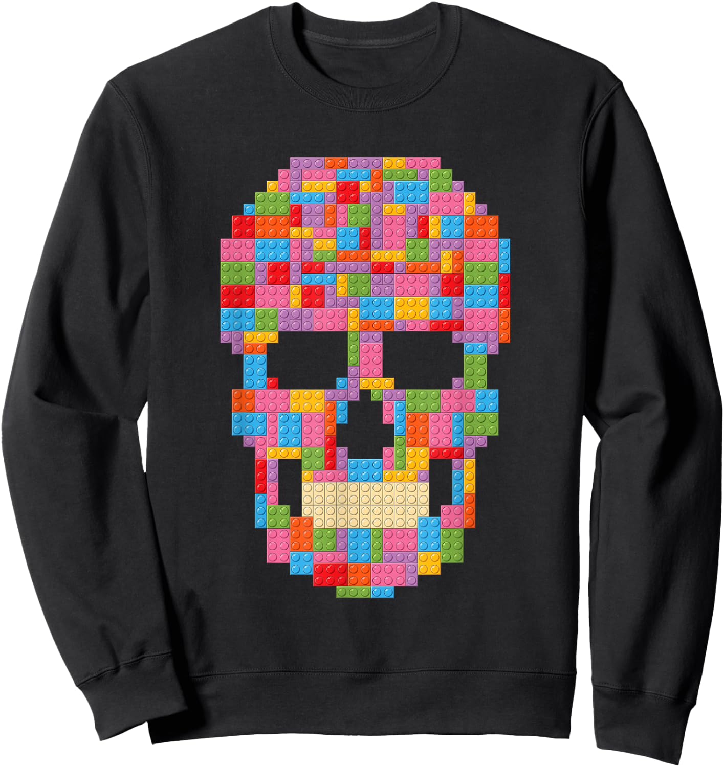 Skull Block Builder Bricks Halloween Skeleton Master Builder Sweatshirt - Sweatshirt | Black