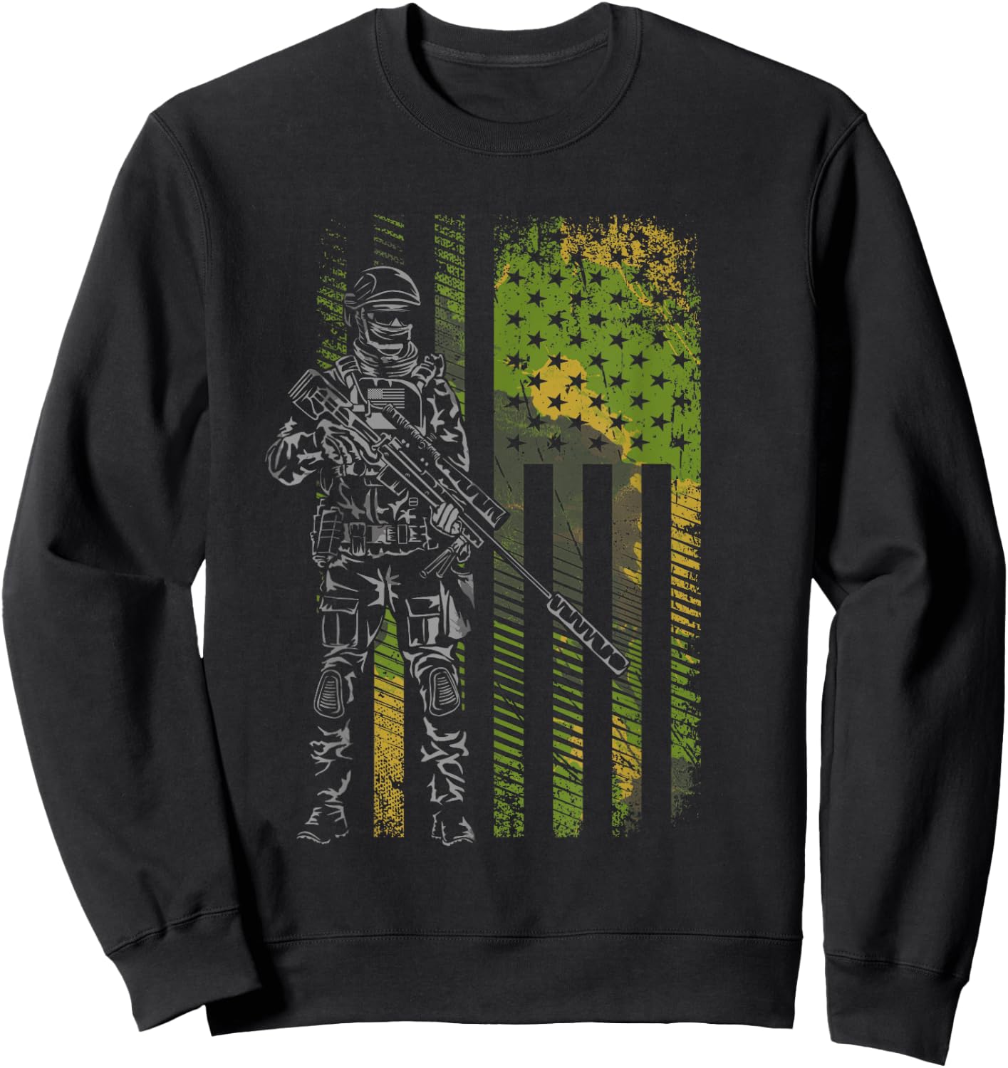 American Flag Camo Camouflage Soldier Kids Men Sweatshirt - Sweatshirt | Black