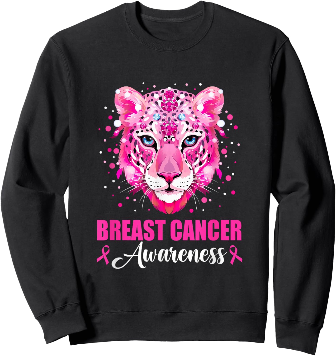 In October We Wear Pink Cute Little Lion Breast Cancer Women Sweatshirt - Sweatshirt | Black