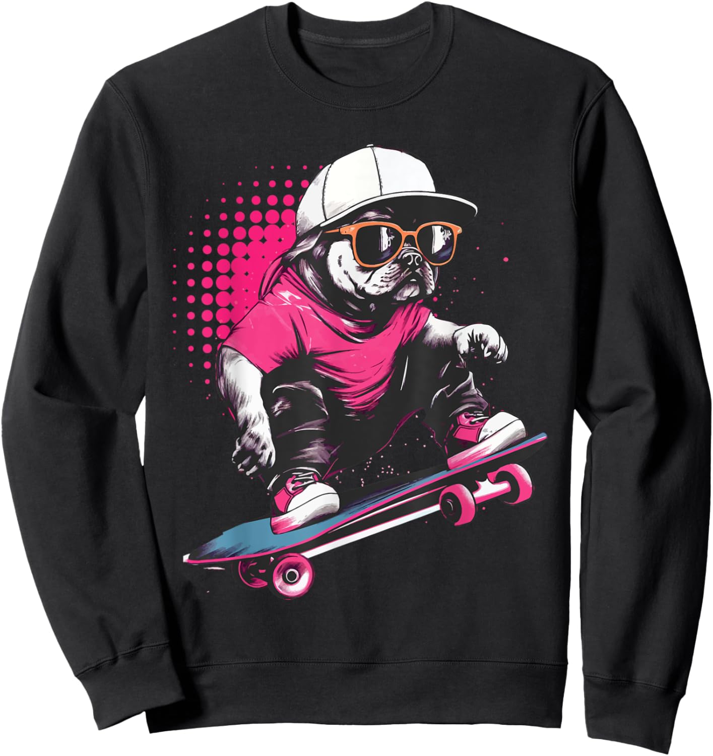 Pug Skater - Skaterboard Skateboarding Dog Lover Puppy Owner Sweatshirt - Sweatshirt | Black