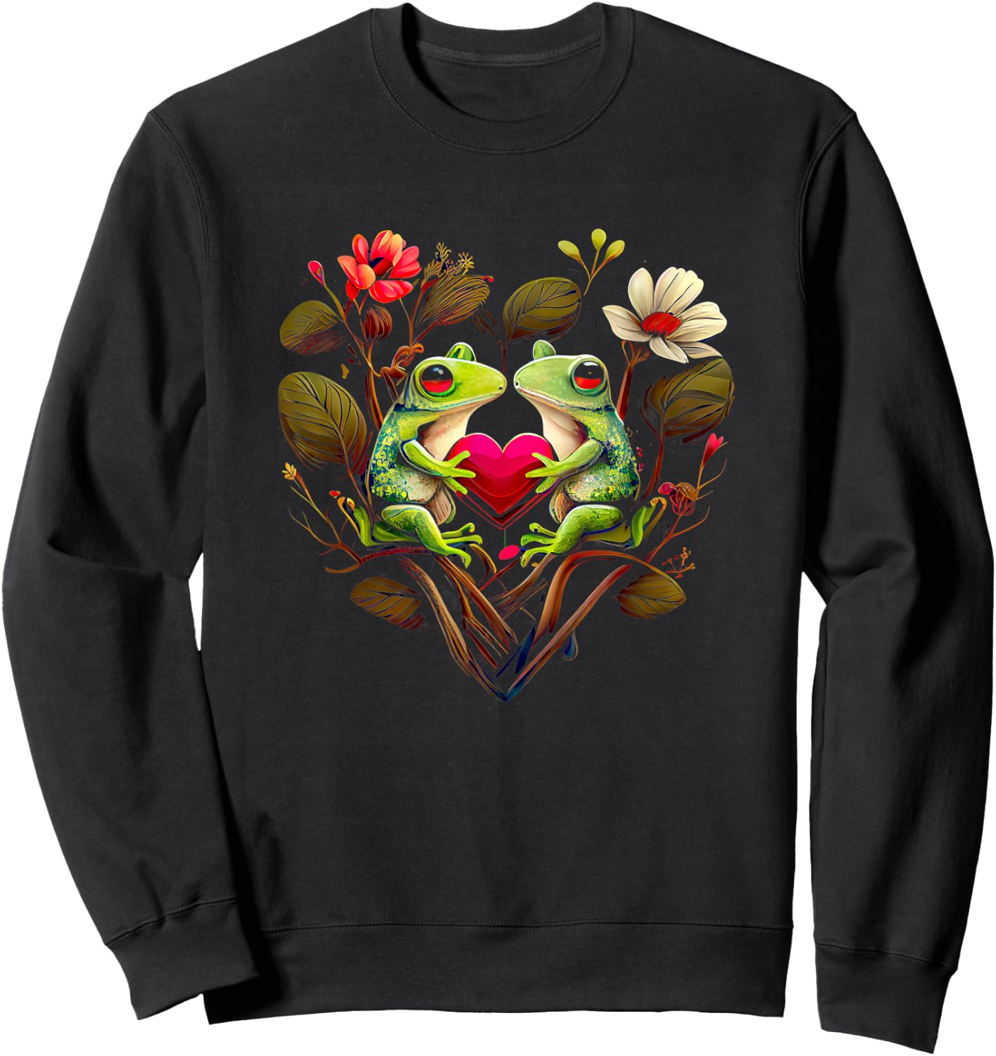 Heart-shaped Frog couple - Valentine's day Sweatshirt - Sweatshirt | Black
