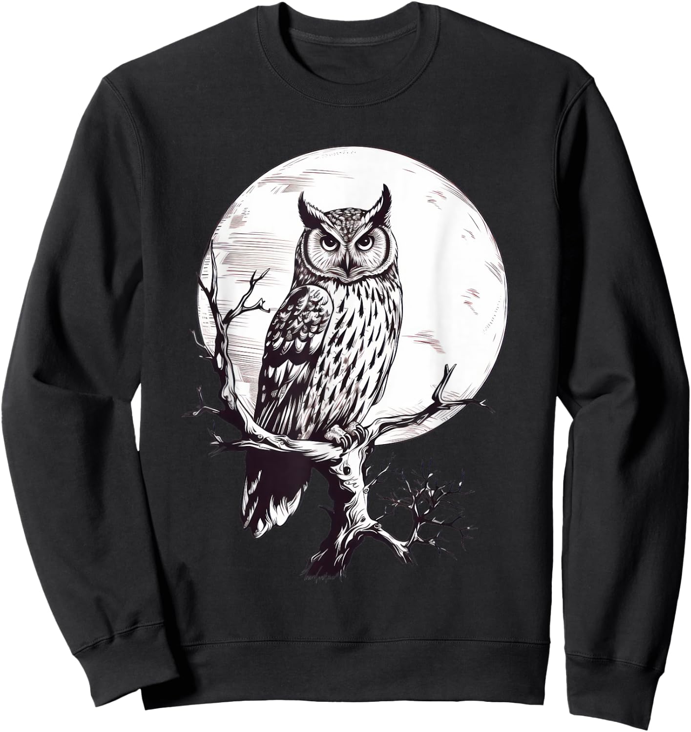 Owl Moon Graphic Women Men Girls Boys Sweatshirt - Sweatshirt | Black