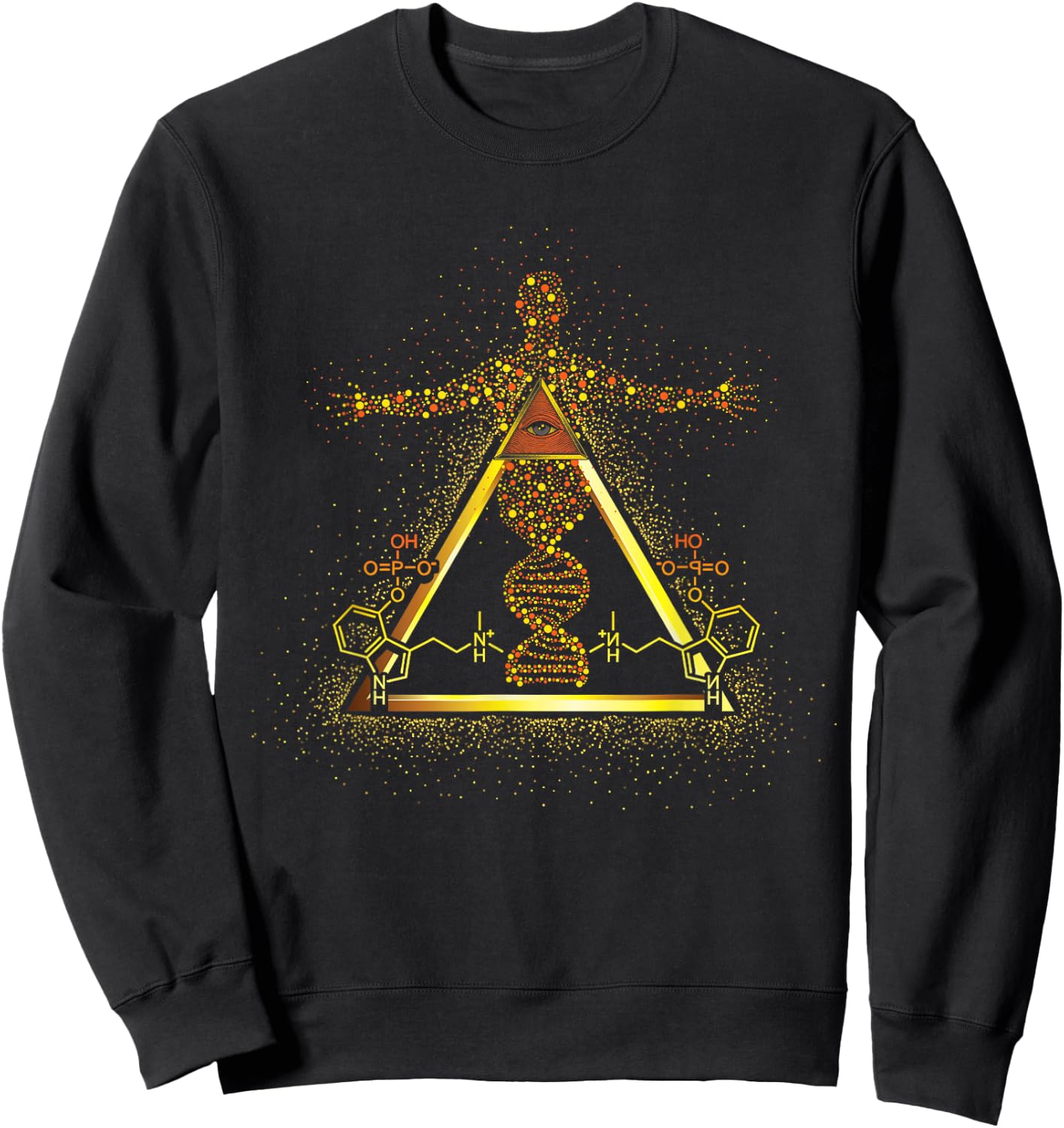 Kundalini Rising Psilocybin Molecule D.N.A. Psychedelic Rave Sweatshirt - Sweatshirt | Black