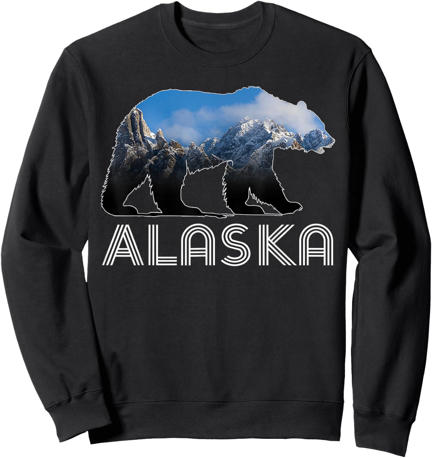 Alaskan Mountains Bear Grizzly Alaska State Souvenirs Sweatshirt - Sweatshirt | Black