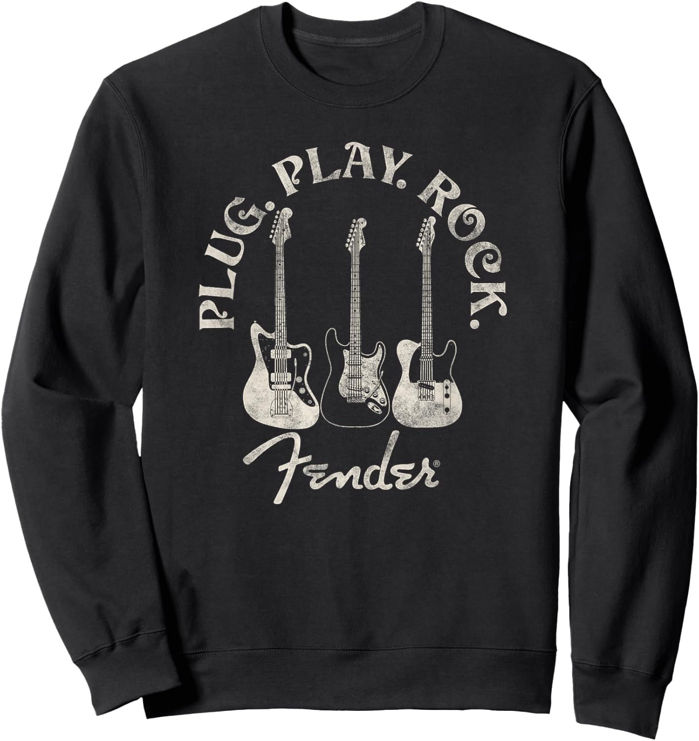 Fender Guitar Plug Play Rock Centered Sweatshirt - Sweatshirt | Black