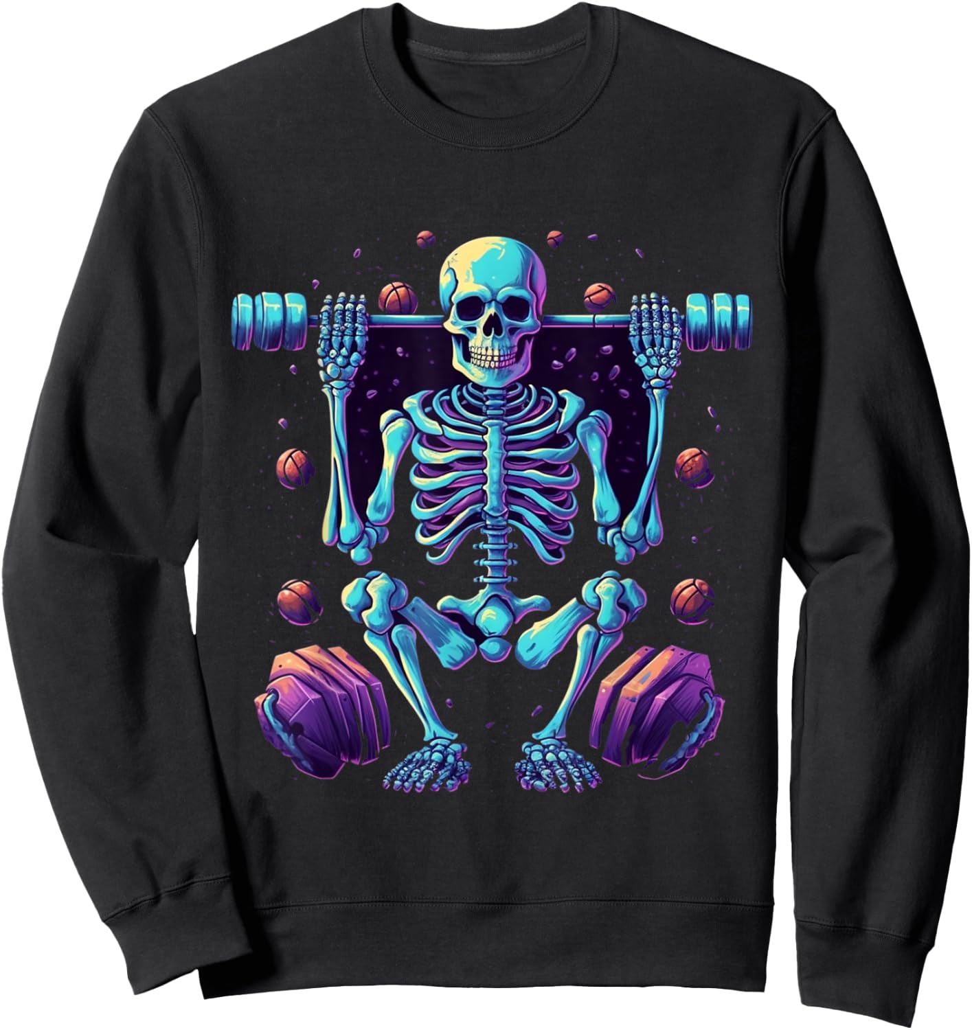 Skeleton Deadlift Halloween Costume Fitness Gym Workout Sweatshirt - Sweatshirt | Black