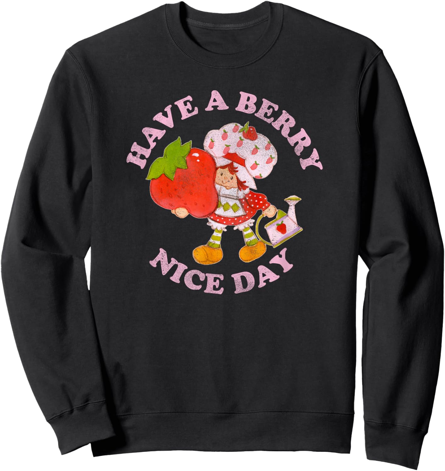 Strawberry Shortcake A Berry Nice Day Vintage Pink Logo Sweatshirt - Sweatshirt | Black