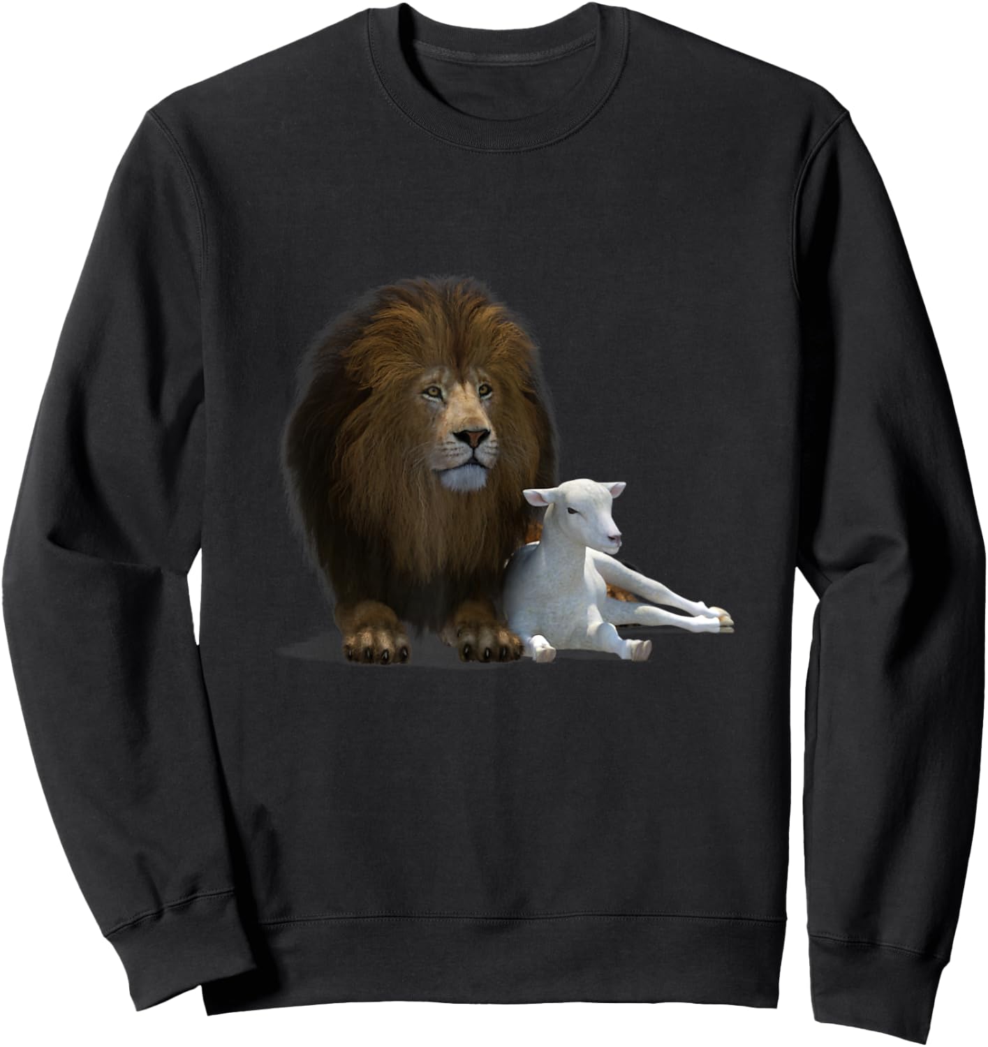 Lion And Lamb Cross Jesus Christ Yahshua - Lion Of Judah Sweatshirt - Sweatshirt | Black