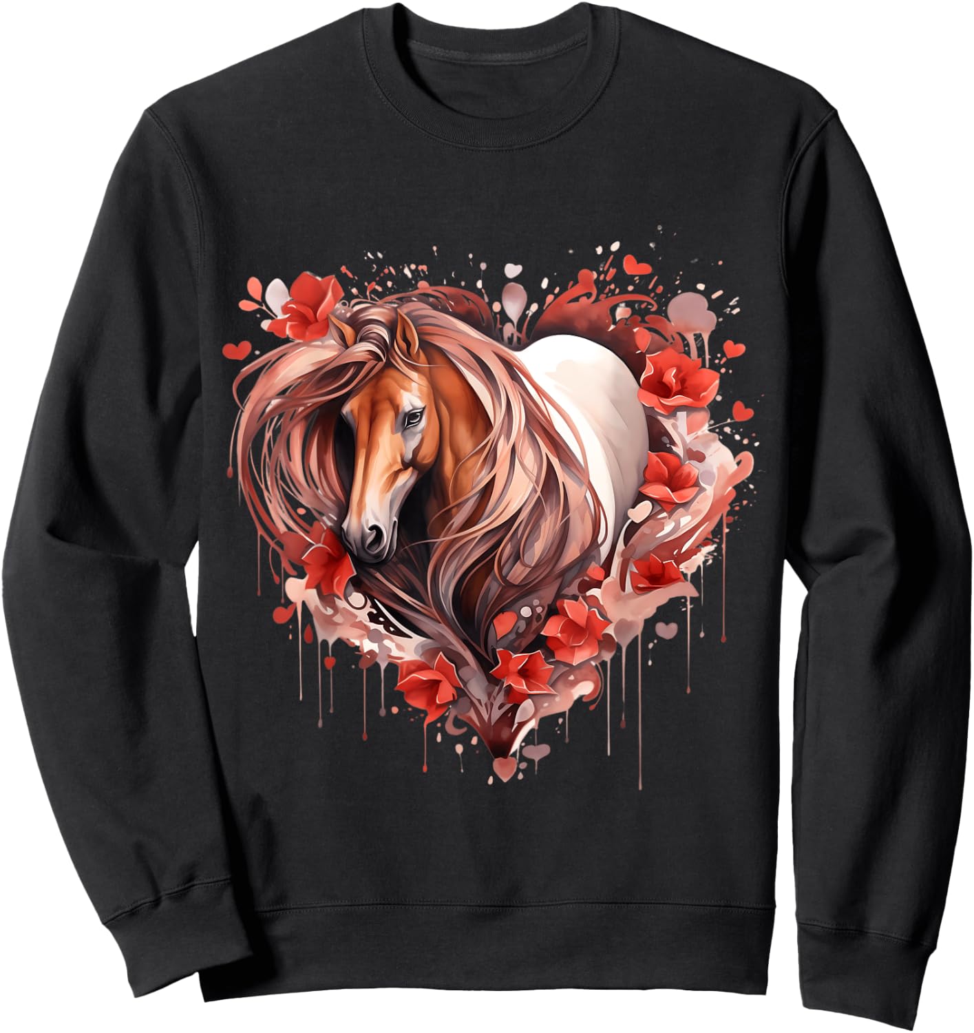 Heart With Horse Head For Horseback Riding Horse Sweatshirt - Sweatshirt | Black