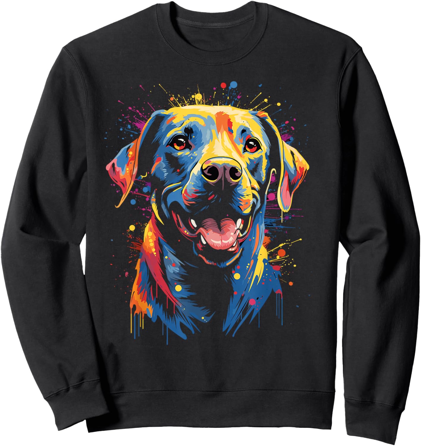 Watercolor Colorful Labrador Lab Sweatshirt - Sweatshirt | Black