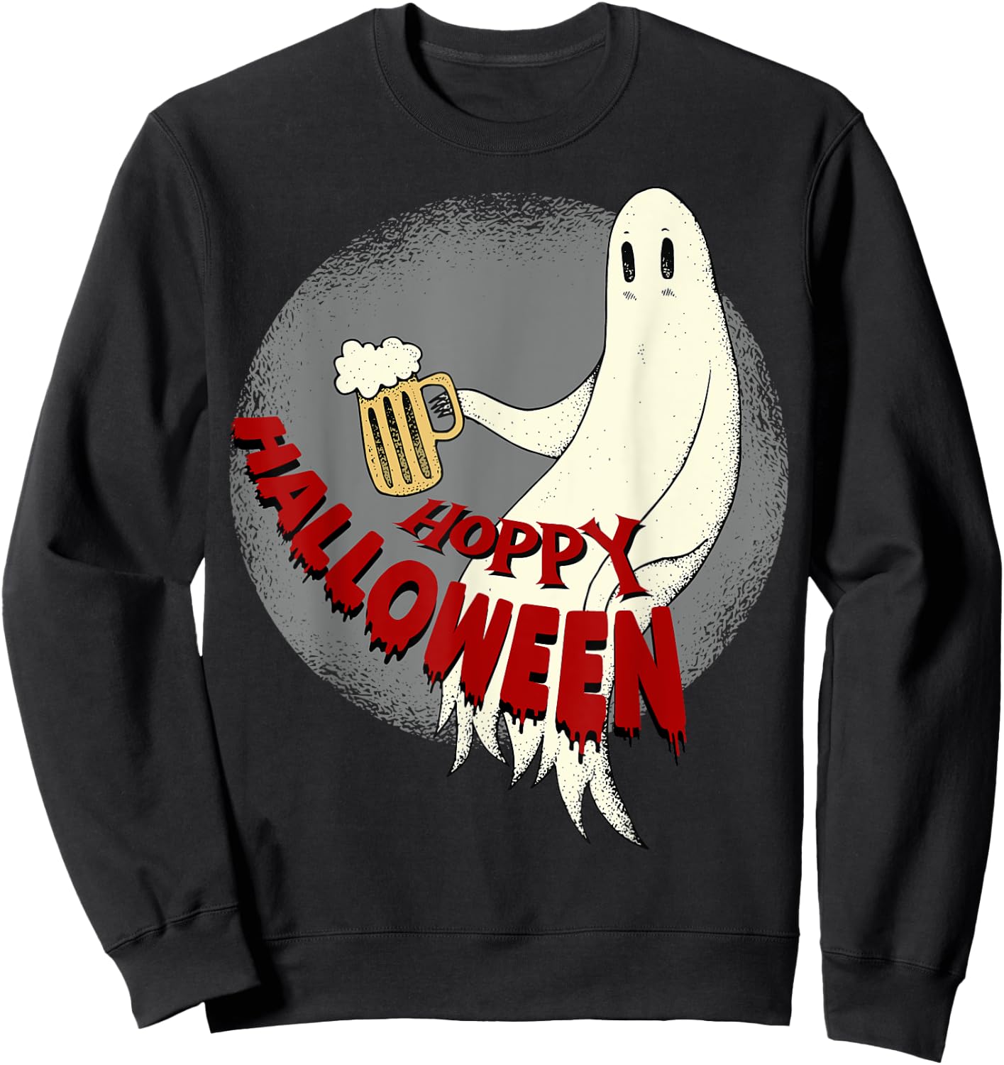 Ghost With Beer Mug Funny Hoppy Halloween Sweatshirt - Sweatshirt | Black