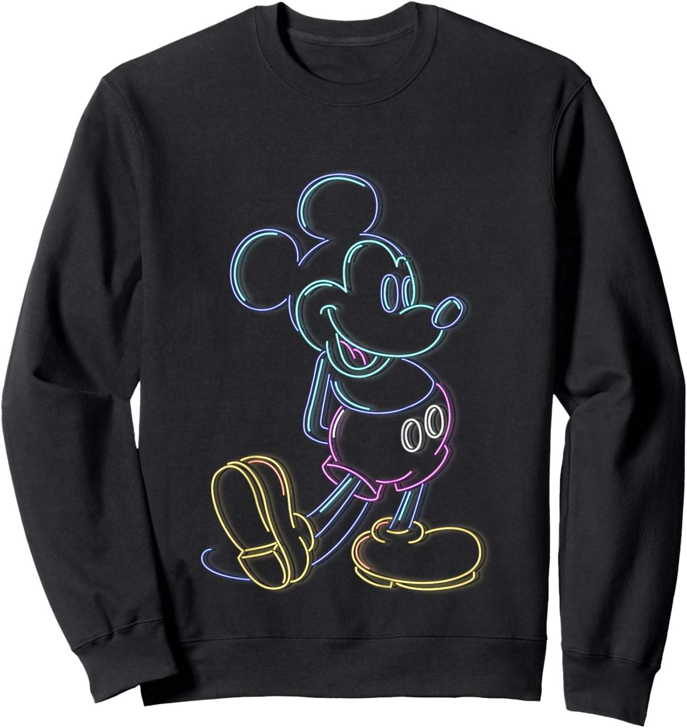 Kids Disney Mickey And Friends Mickey Neon Lights Sign Logo Sweatshirt - Sweatshirt | Black