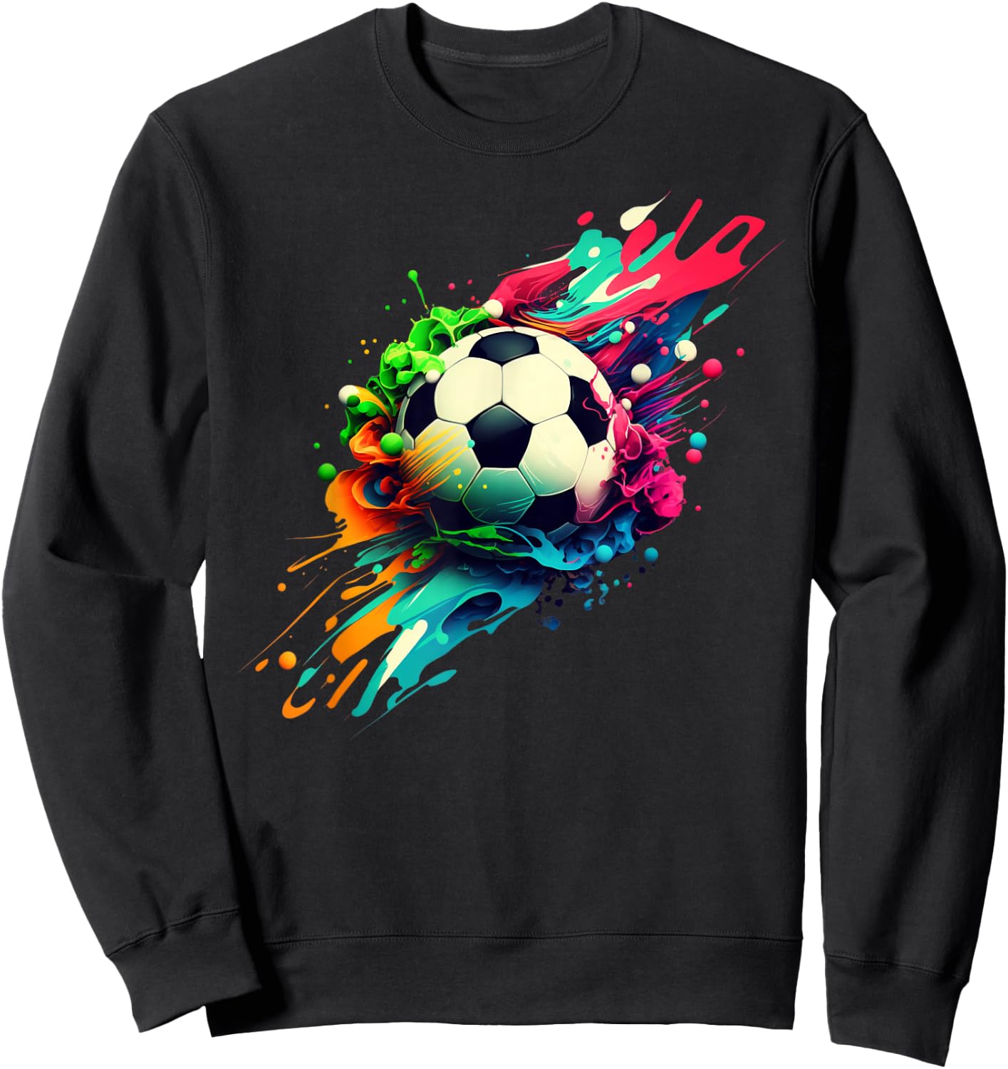Football with Colourful Paint Splashes Party Crew Sweatshirt - Sweatshirt | Black