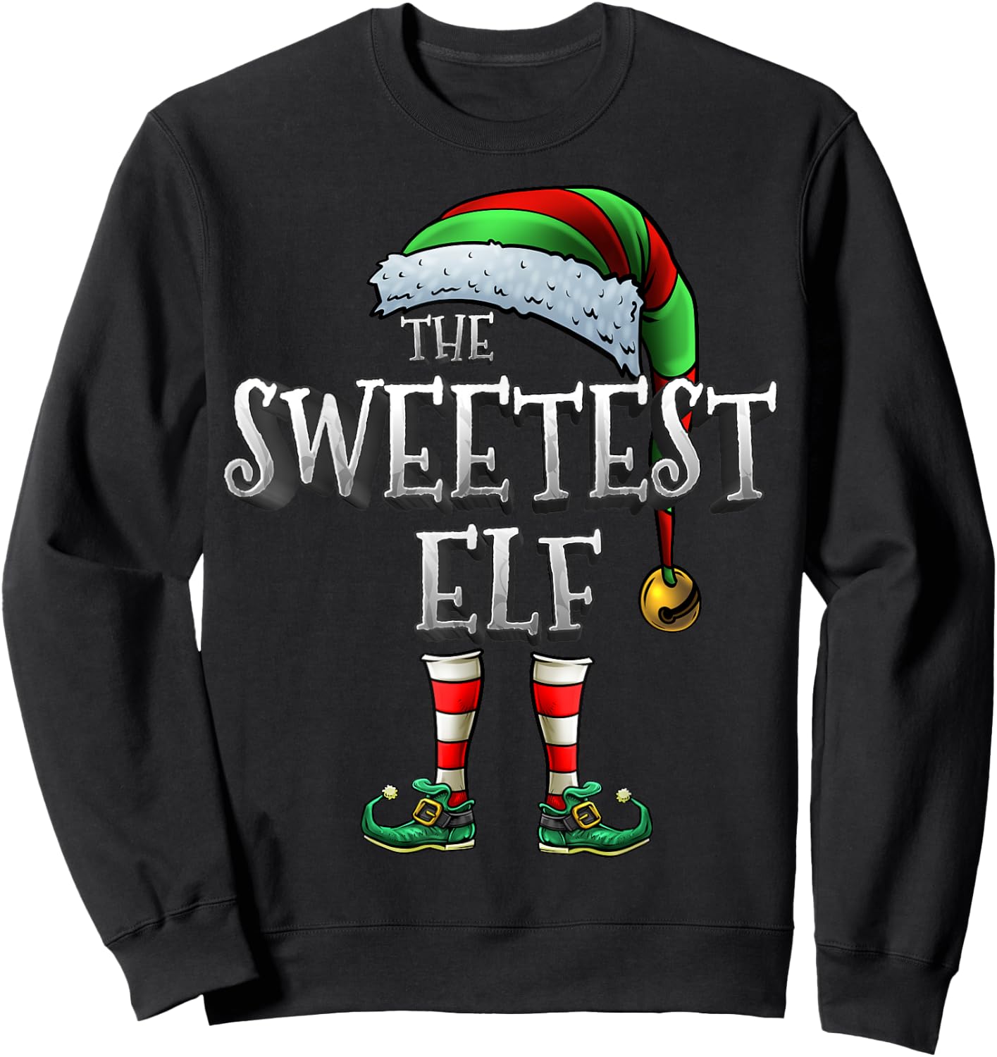 The Sweetest Elf Matching Family Sweetest Christmas Elf Sweatshirt - Sweatshirt | Black