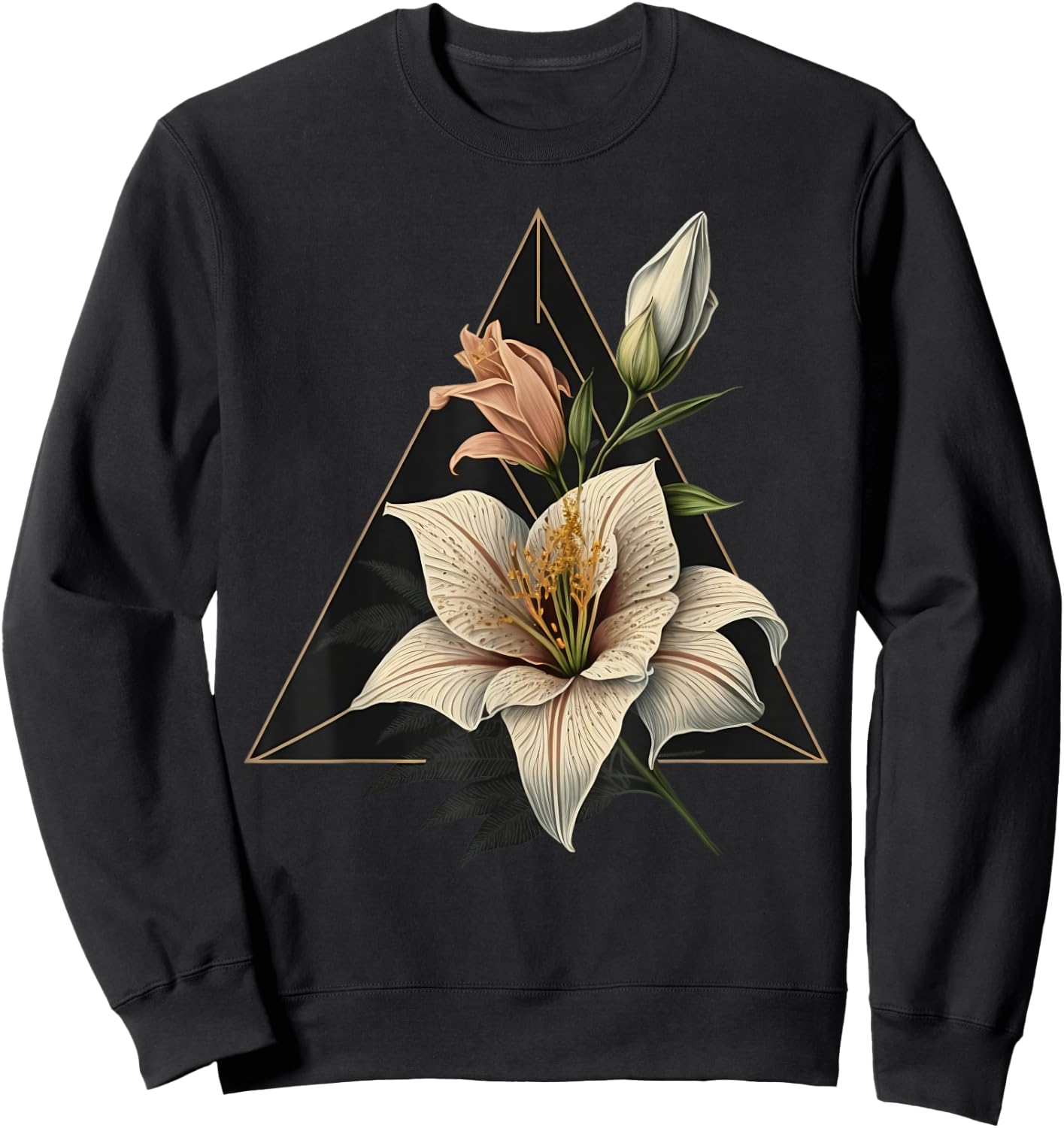 Abstract Geometric Lily Sweatshirt - Sweatshirt | Black