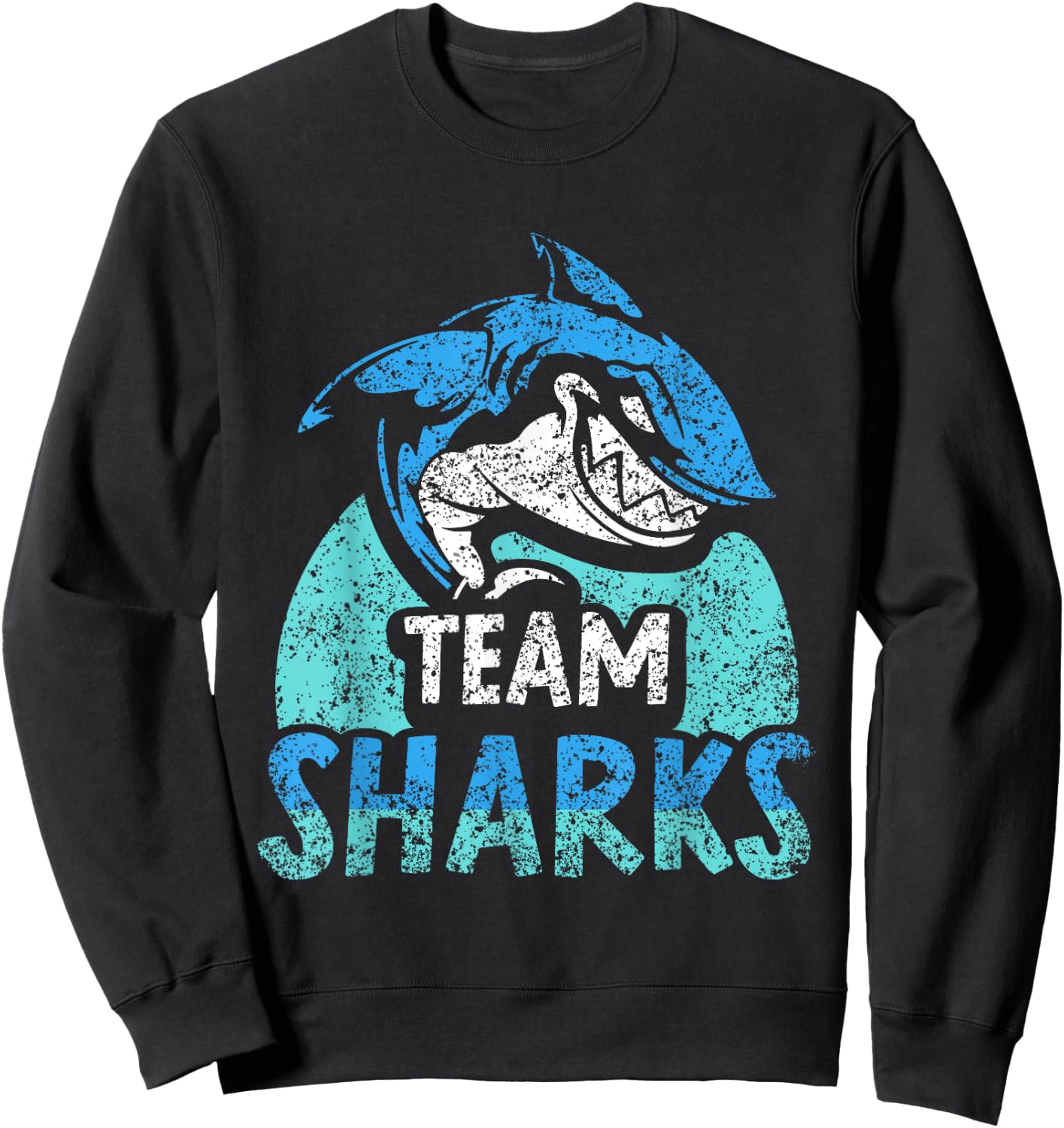 Team Sharks Teeth Shark Lover Animal Sweatshirt - Sweatshirt | Black
