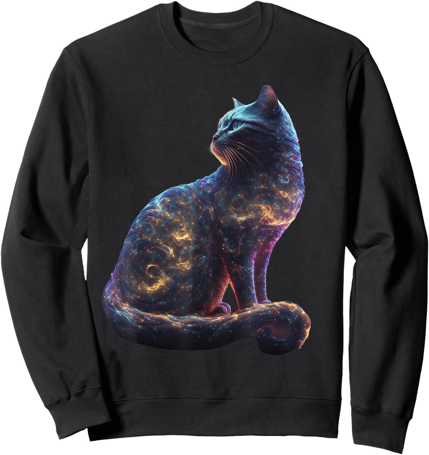 cute cat Galaxy for lover cats kitty kitten space universe Sweatshirt - Sweatshirt | Black
