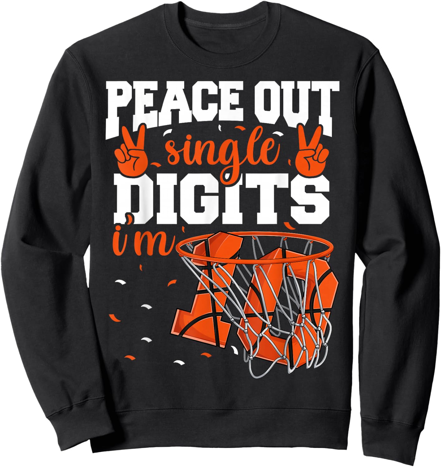 10th Birthday Shirts Boys Basketball Peace Out Single Digits Sweatshirt - Sweatshirt | Black