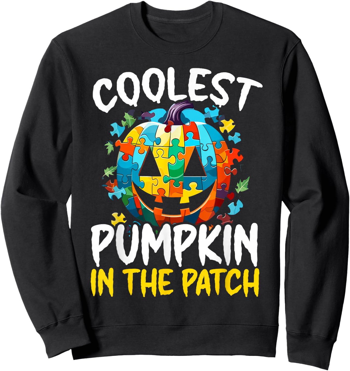 Autism Halloween Puzzle Trick Or Treat Autism Awareness Sweatshirt - Sweatshirt | Black