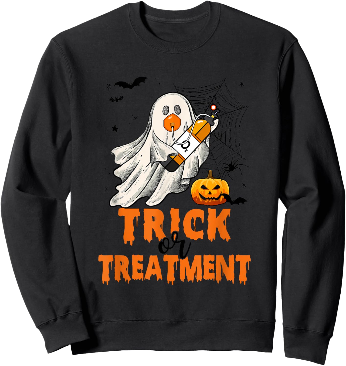 Trick Or Treatment Respiratory Therapist Halloween Nurse Sweatshirt - Sweatshirt | Black