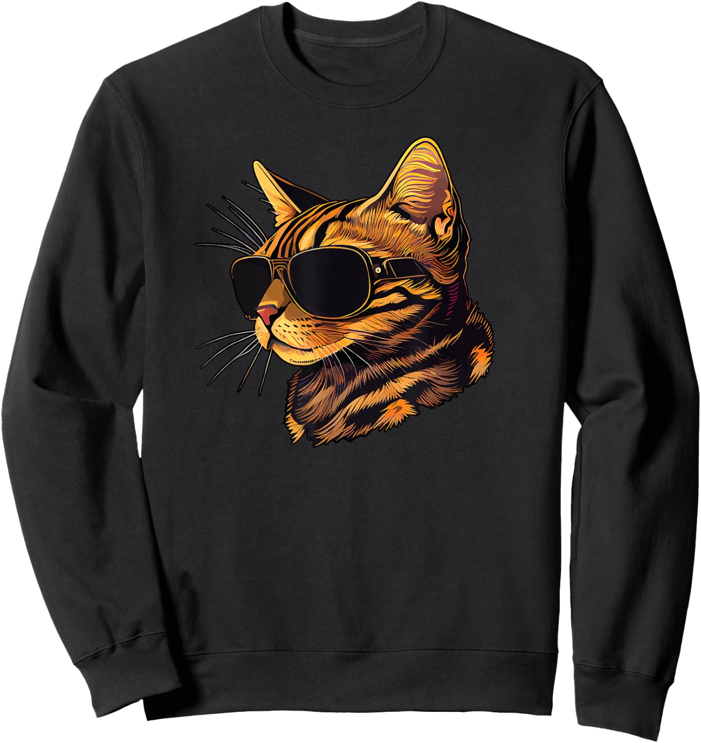 Dad Mom Cat Sunglasses - Bengal Cat Sweatshirt - Sweatshirt | Black