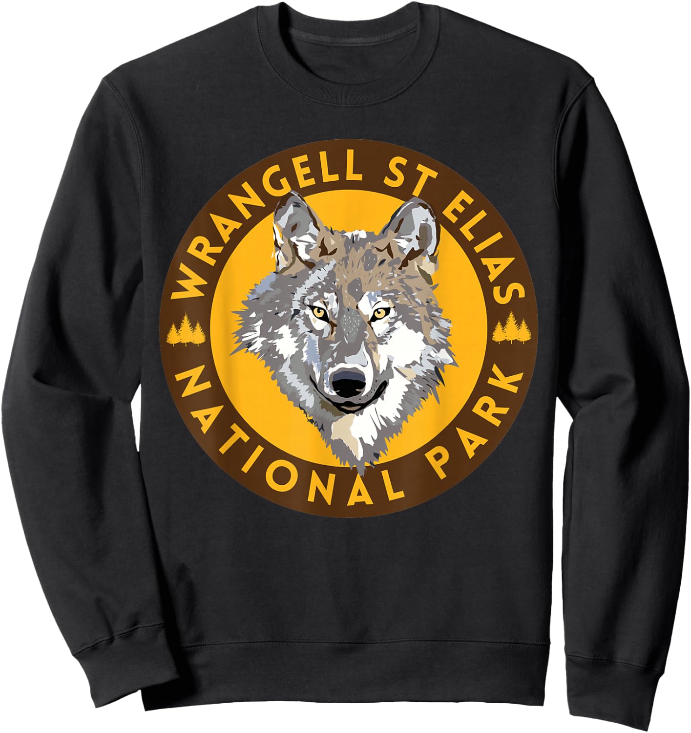 Wrangell St Elias National Park Alaska Wolf Hiking Outdoors Sweatshirt - Sweatshirt | Black