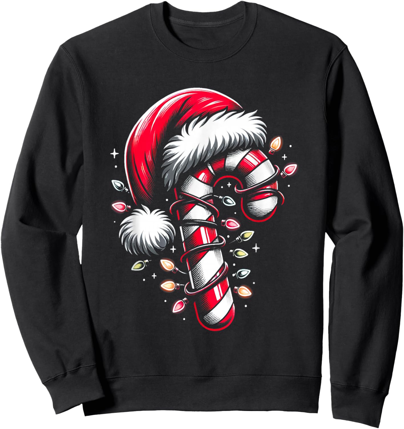 Candy Cane Crew Christmas Lights Family Matching Xmas Sweatshirt - Sweatshirt | Black