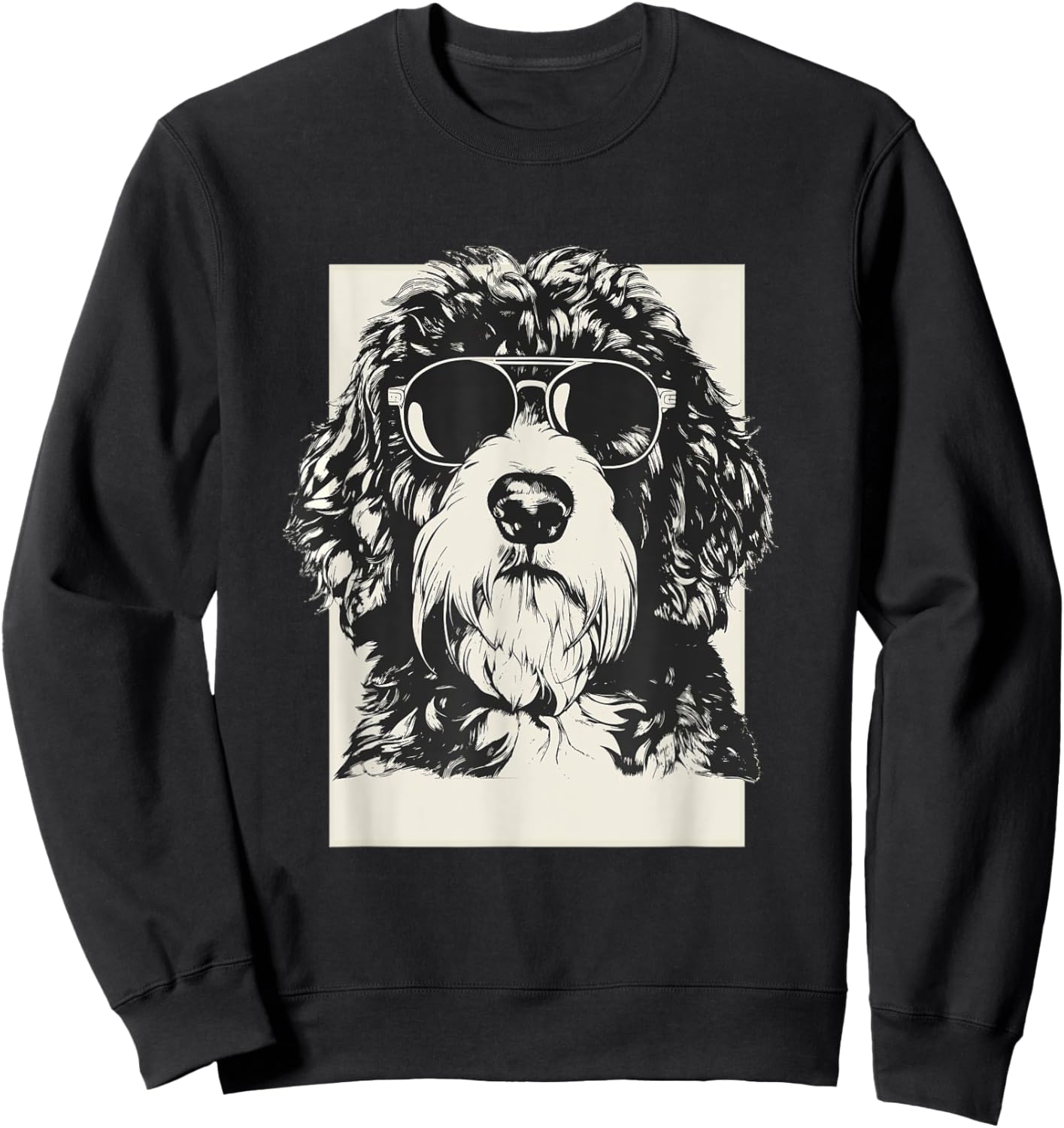 Saint Berdoodle Sketch Dog Funny Art Sketch Men Women Girls Kids Sweatshirt - Sweatshirt | Black