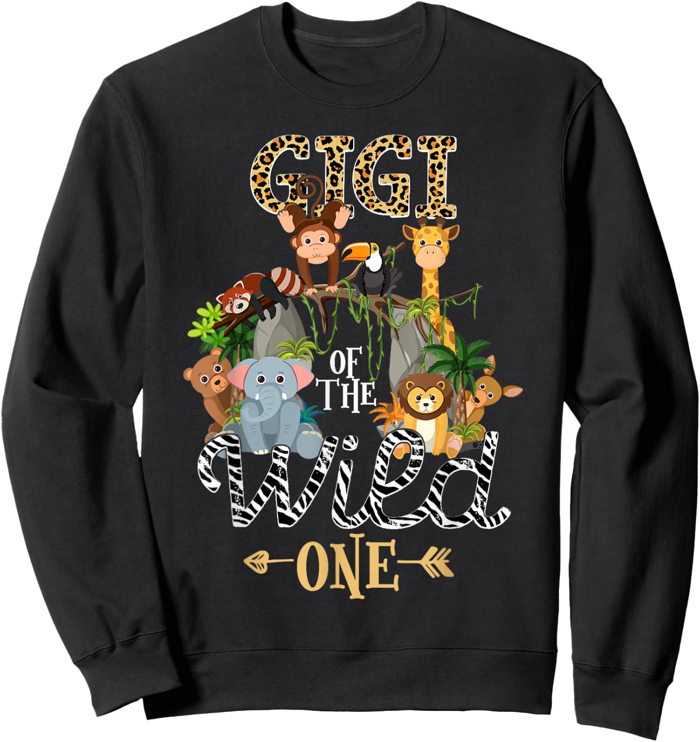 Gigi of the Wild One Zoo Birthday Woodland Animals Sweatshirt - Sweatshirt | Black