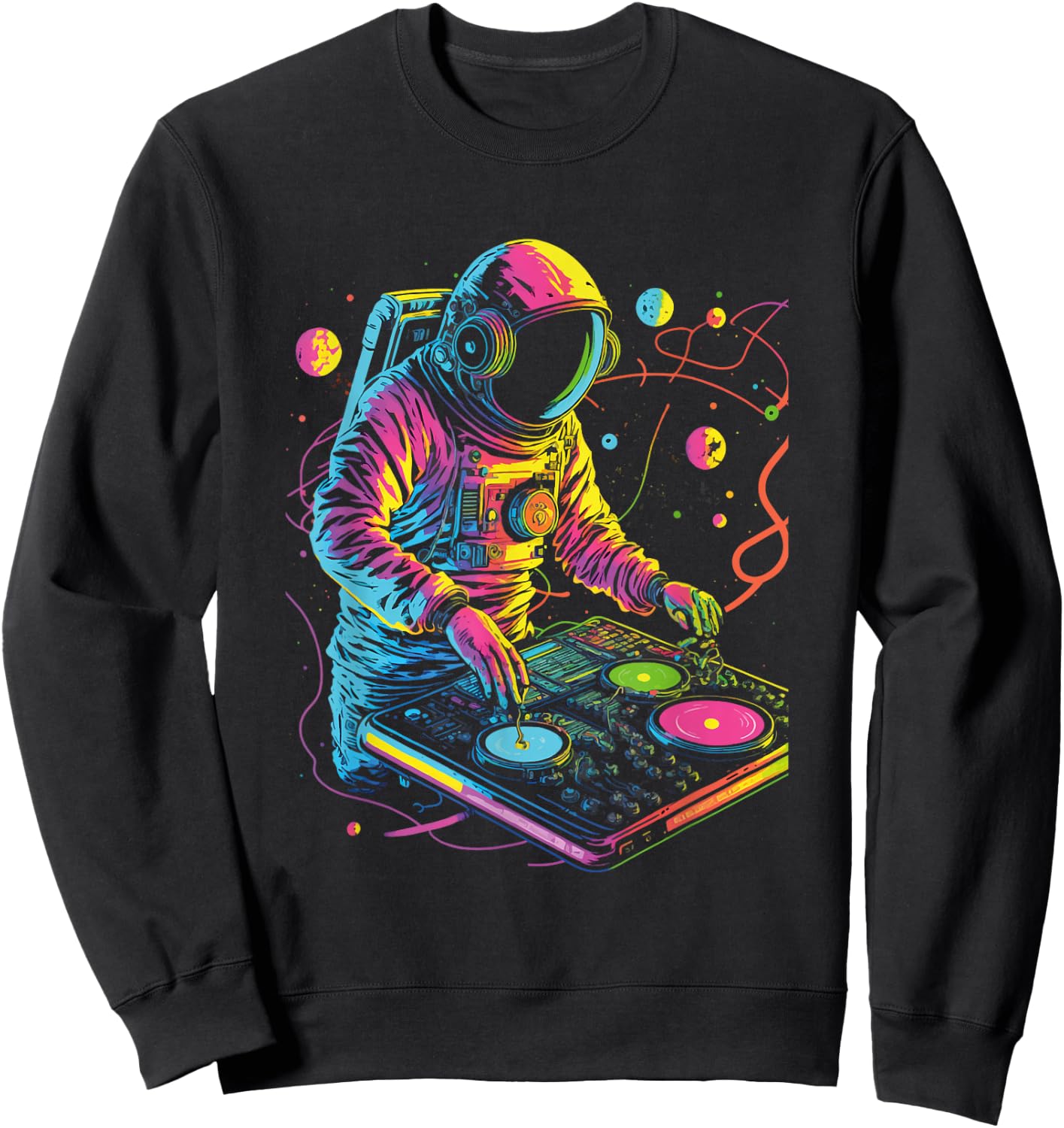 Astronaut DJ, DJing in Space, EDM cool Graphic Sweatshirt - Sweatshirt | Black