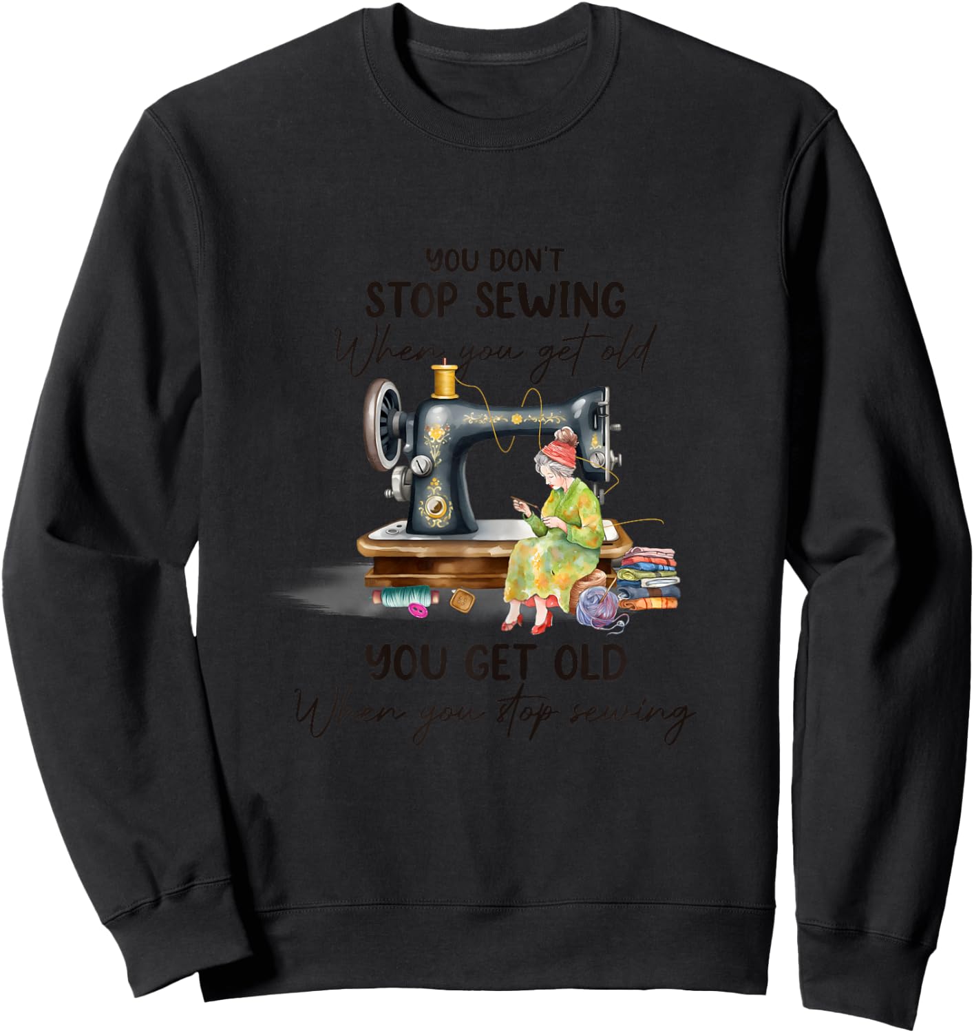 Quilting Yarn Graphic Design Seamstress Sewing Themed Sweatshirt - Sweatshirt | Black