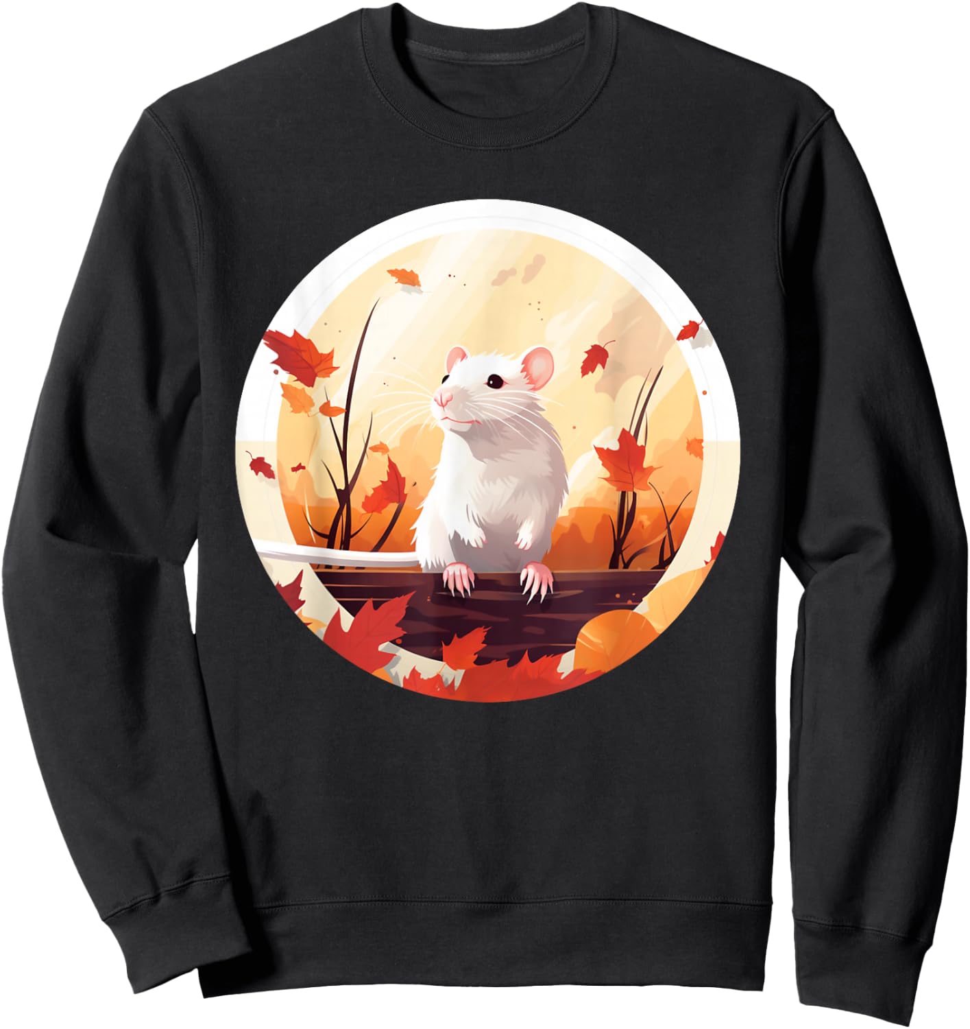 Funny windy Autumn Season with Fall and white Rats for Pets Sweatshirt - Sweatshirt | Black