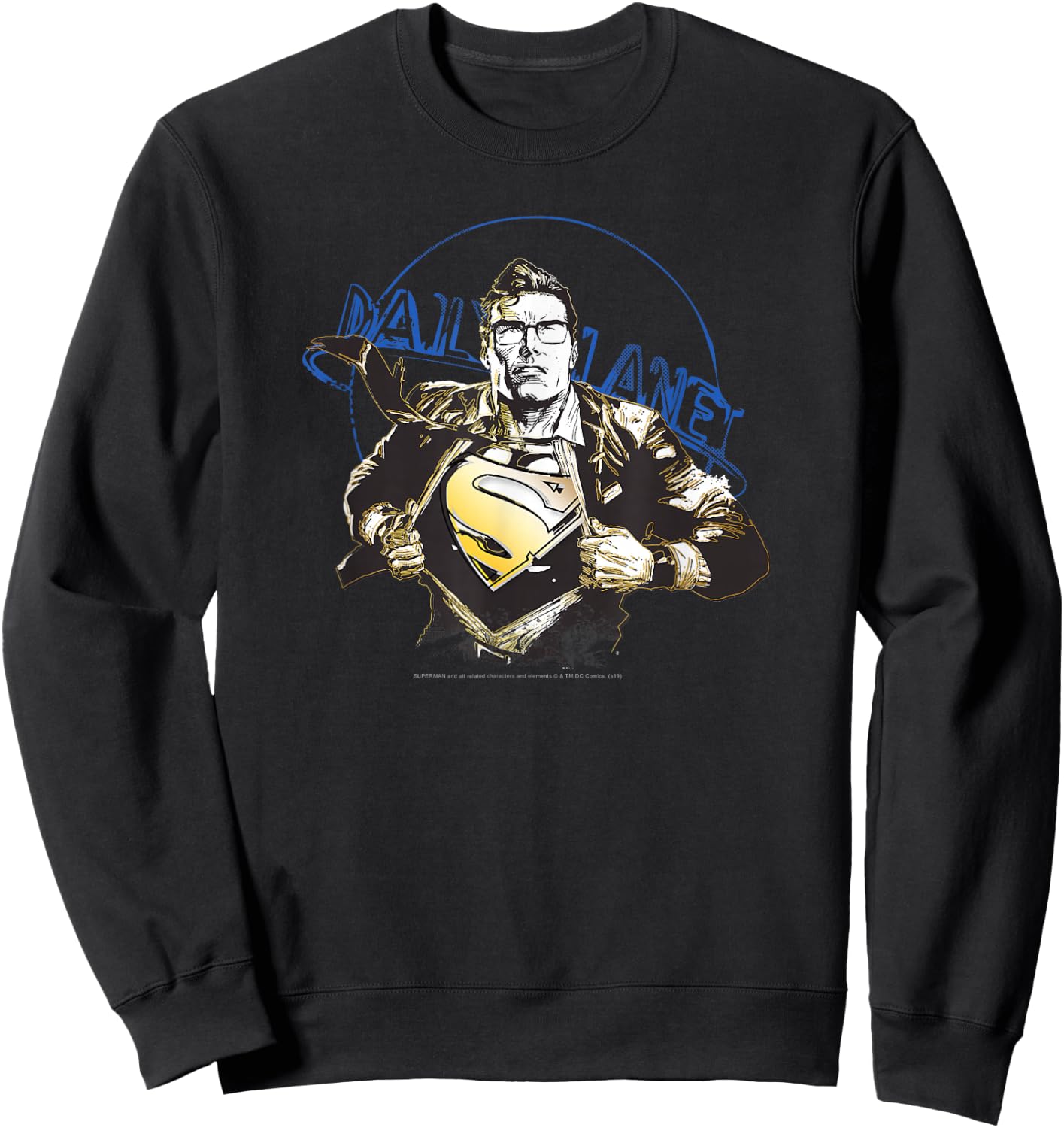 DC Comics Superman Classic Clark Kent Daily Planet Sketch Sweatshirt - Sweatshirt | Black